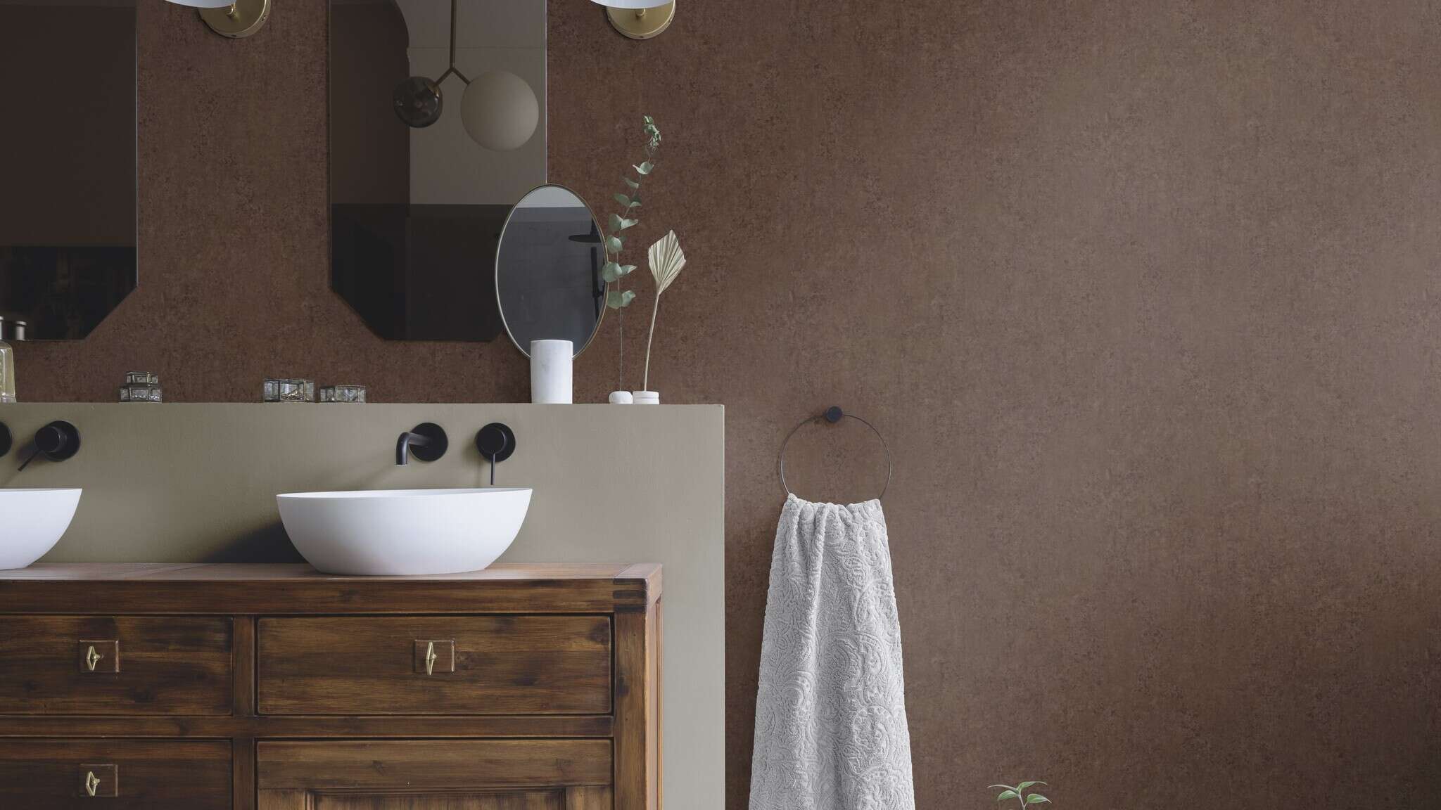 10-498479 Raumsituationen 1 Concrete-effect wallpaper in brown Factory VI 498479