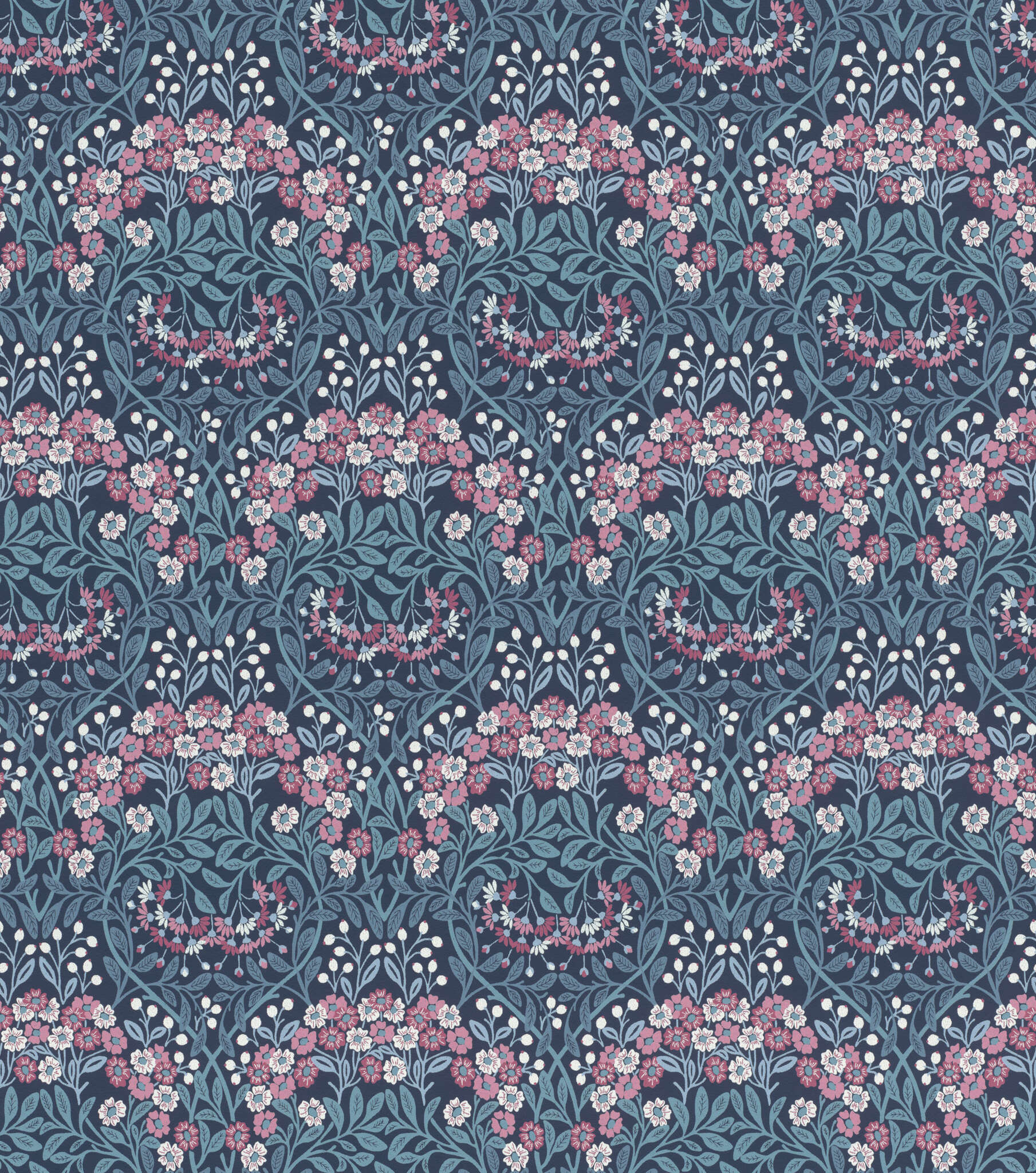 10-710038 Artikelscan 1 Blümchen Vliestapete in Blau-Dunkelblau Selection 710038