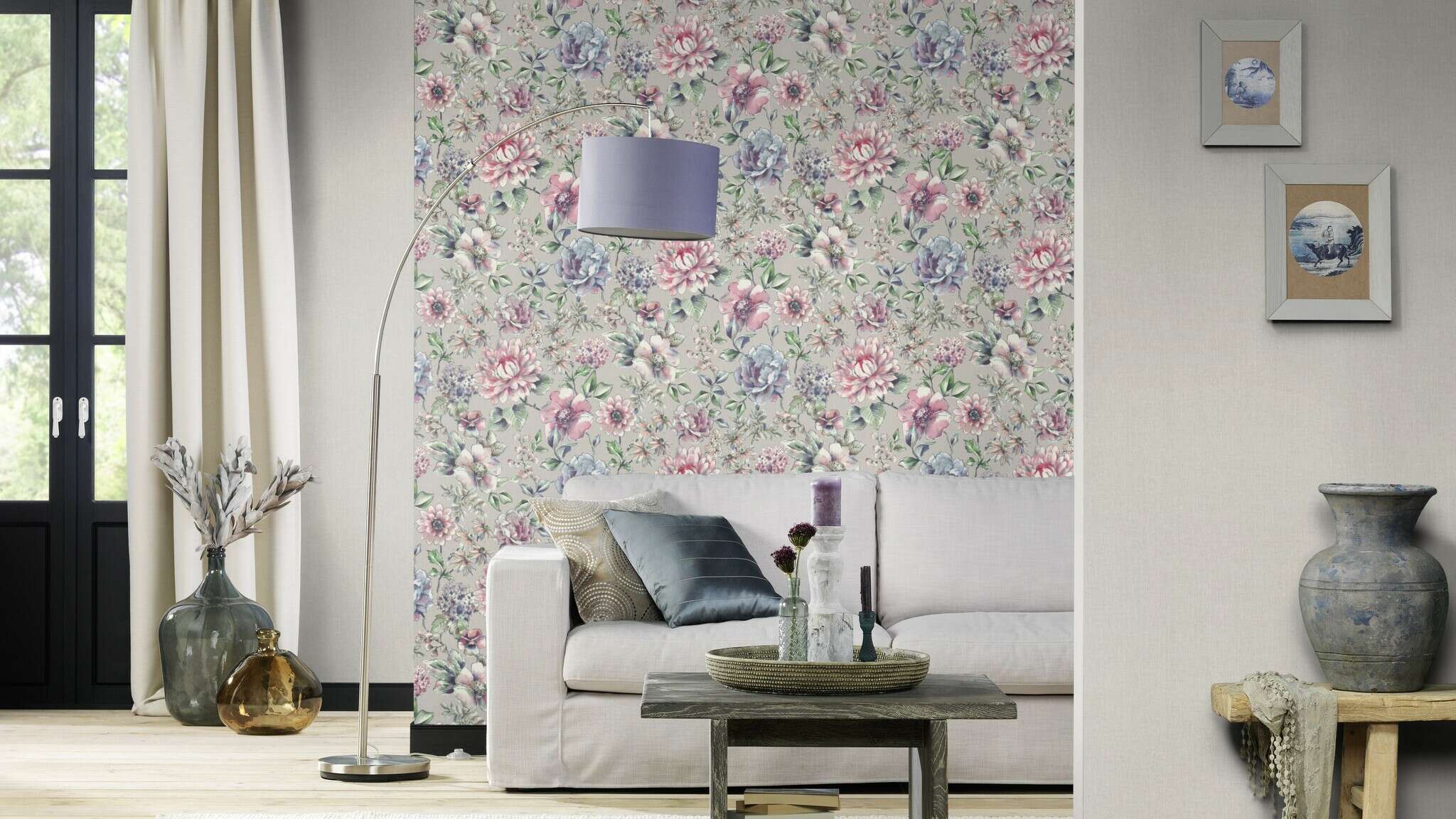 10-960785 Raumsituationen 4 Textile look non-woven wallpaper in gray My Cottage 960785