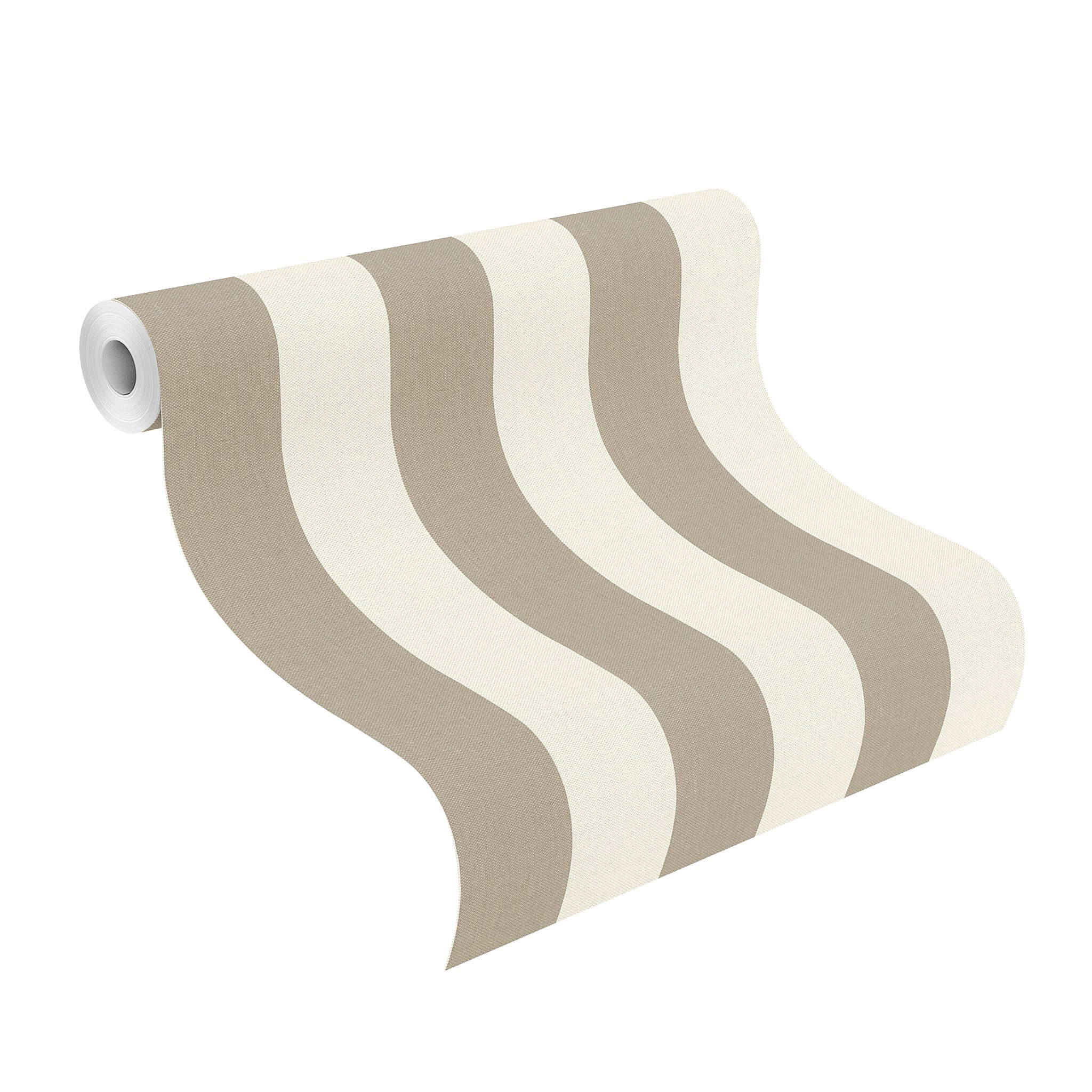 10-542714 Rolle abgerollt 1 Papier peint intissé à rayures crème 542714