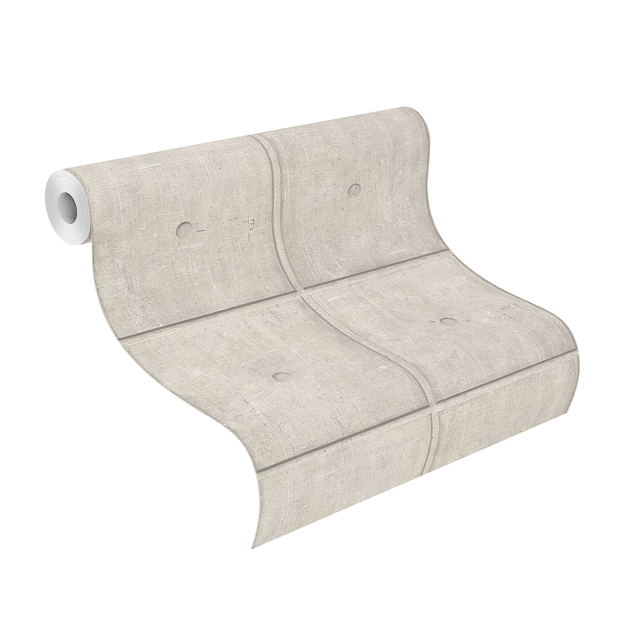 10-499421 Rolle abgerollt 1 Unrolled wallpaper roll with Wallpaper with concrete look