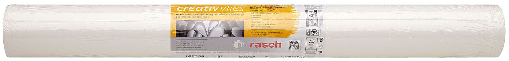 10-167009 Rolle verpackt 2 Unrolled wallpaper roll with Plain wallpaper: Waste paper non-woven in white