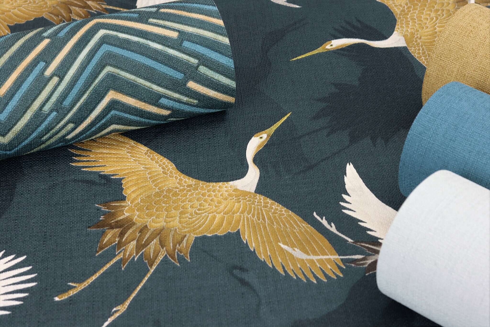 10-560985 Detailaufnahmen 1 Graphic non-woven wallpaper in green-petrol Selection 560985
