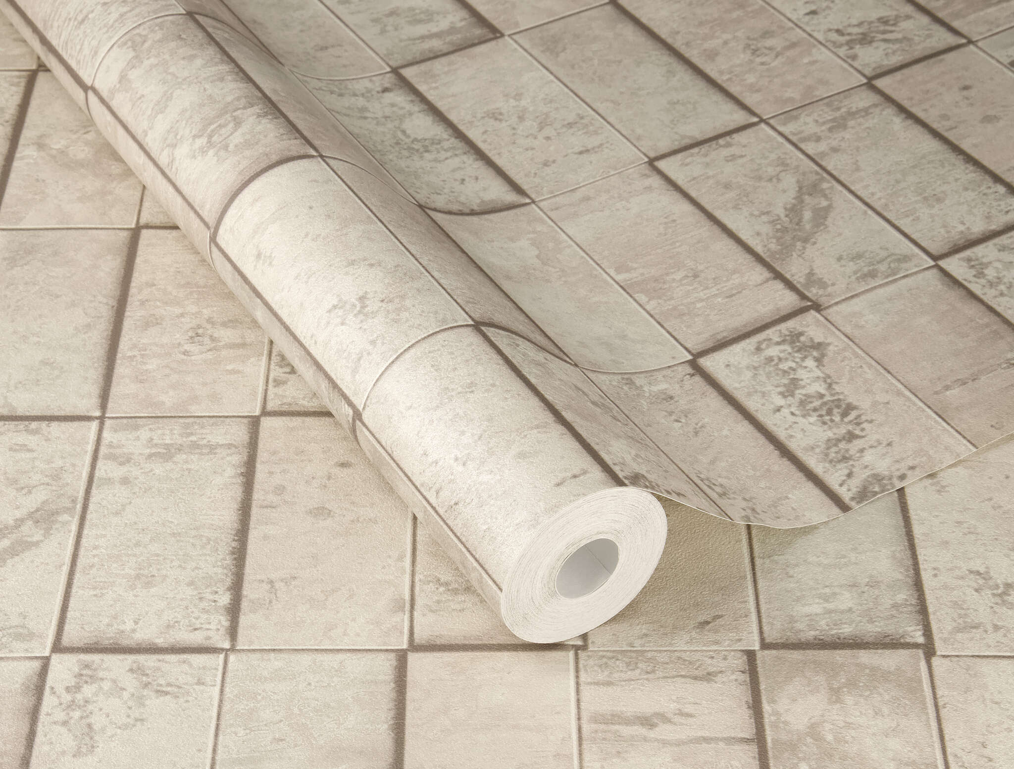 10-497151 Detailaufnahmen 1 Non-woven wallpaper Copper Tile in white - Factory VI 497151