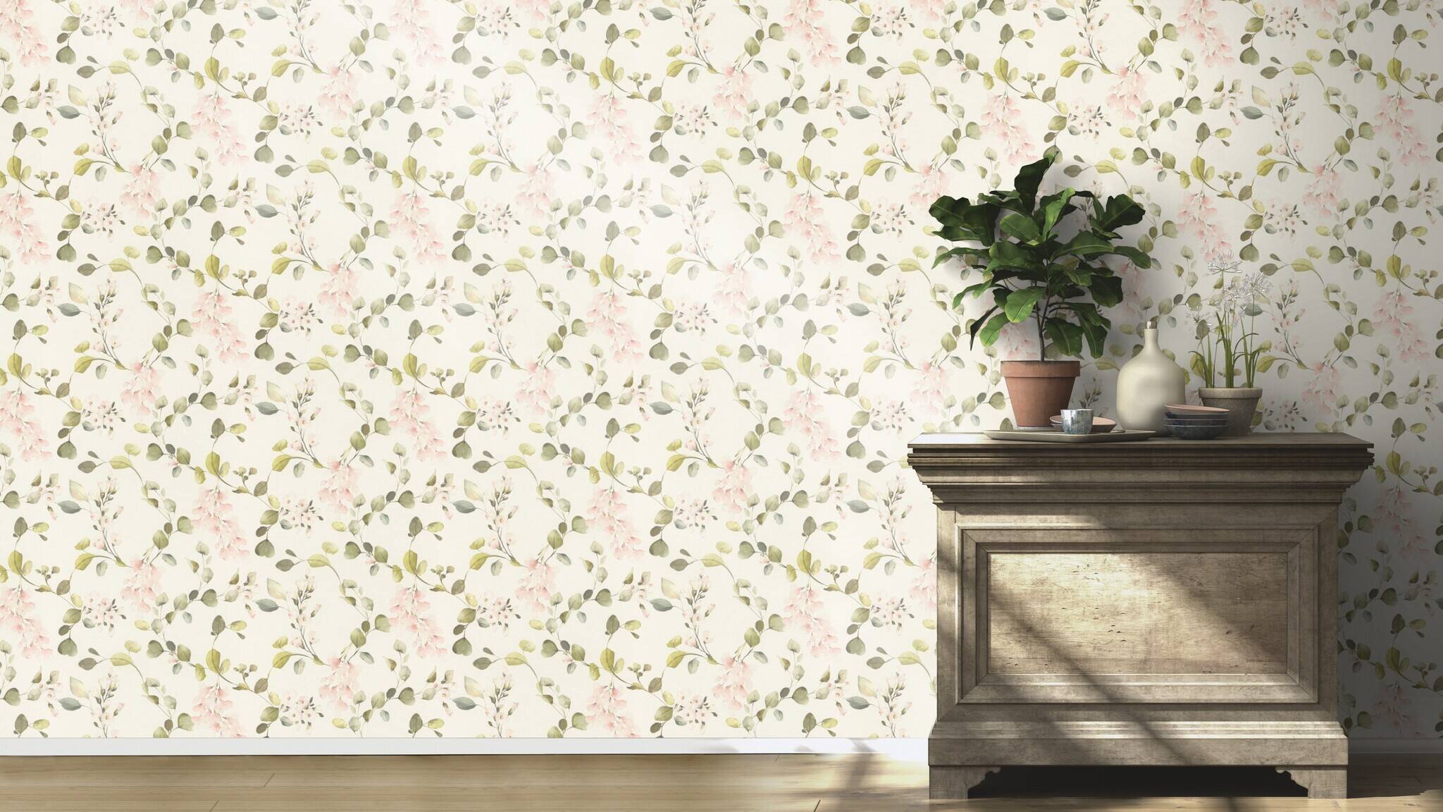 10-582215 Raumsituationen 4 Non-woven blossom wallpaper in pink Selection vinyl/non-woven 582215