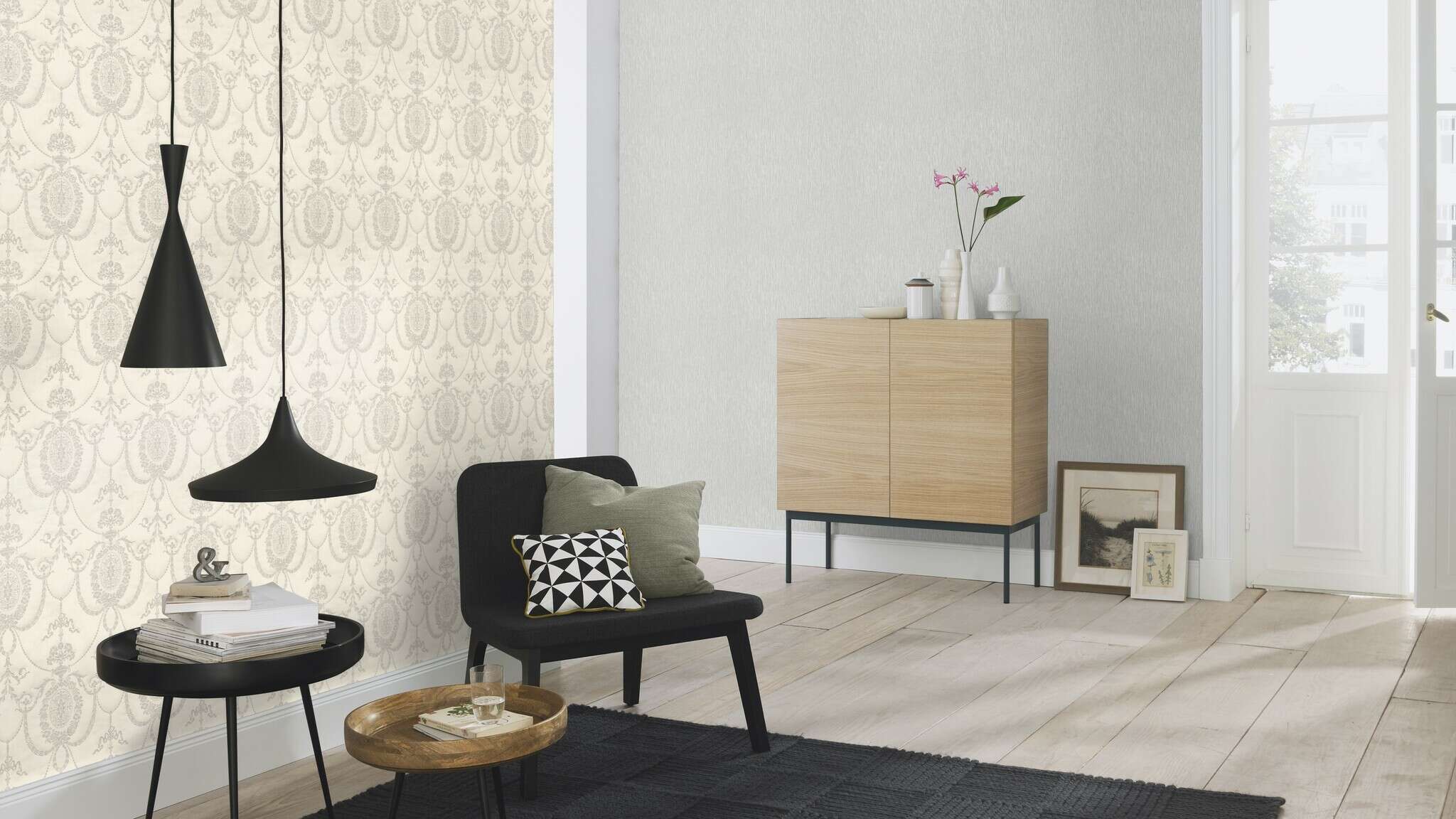 10-532104 Raumsituationen 1 Ornament Allover Vliestapete in Creme-Cremeweiß Selection 532104