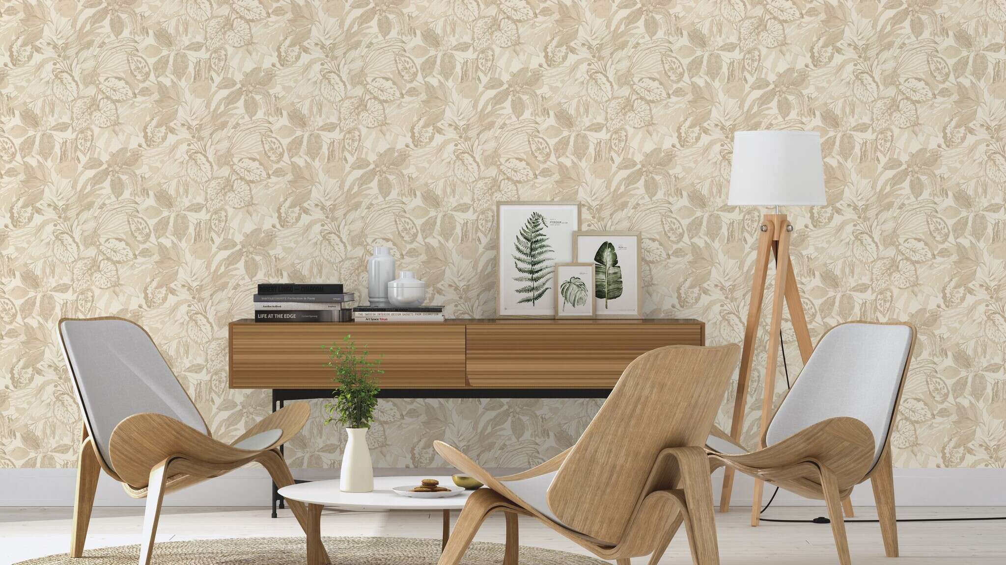 10-983012 Raumsituationen 2 Non-woven wallpaper in beige-petrol Novella XL 983012