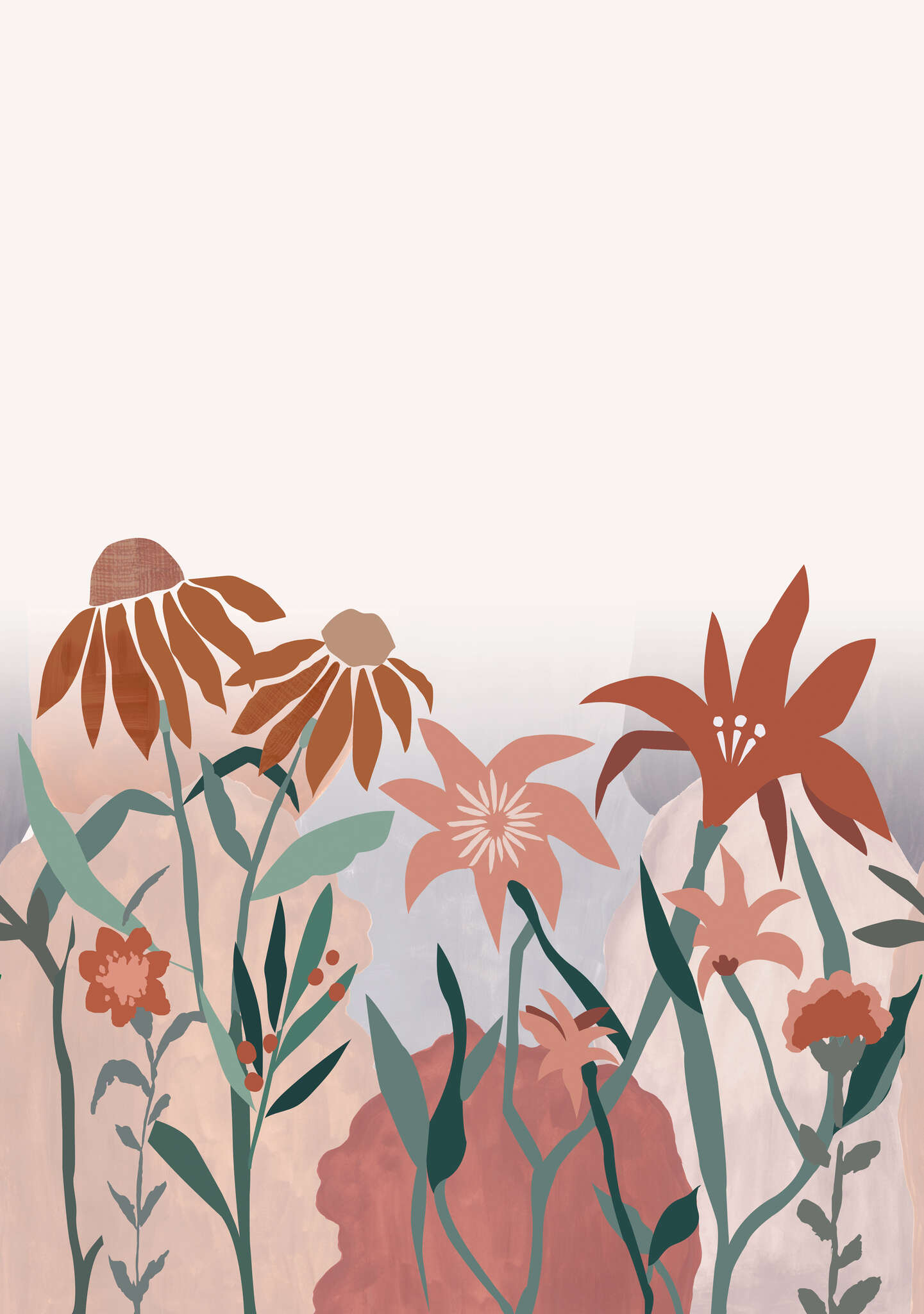 Non-woven wallpaper Flowerpop in Green | Roomblush - RB303