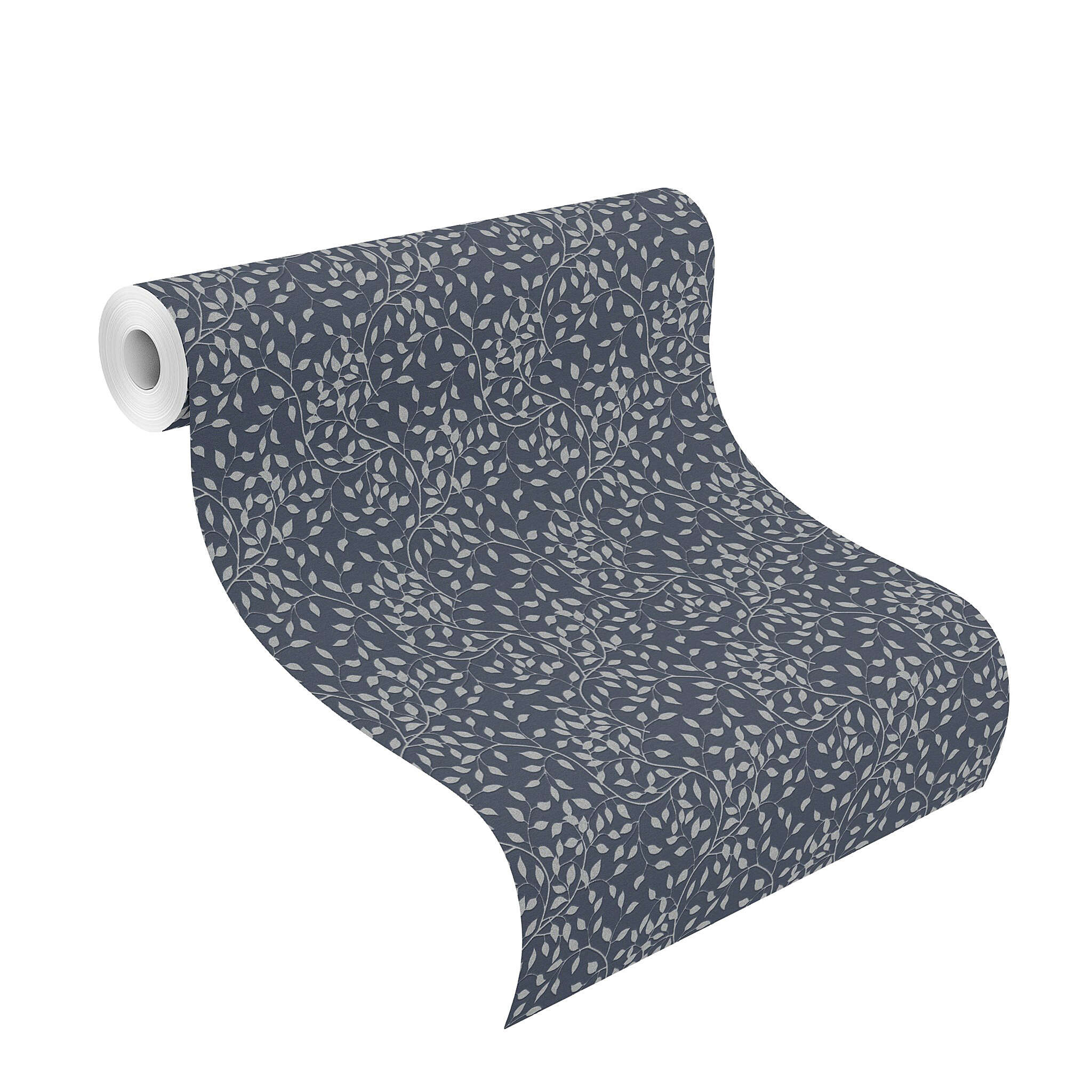 10-755749 Rolle abgerollt 1 Vliestapete Pflanzen in Blau und Silber 755749