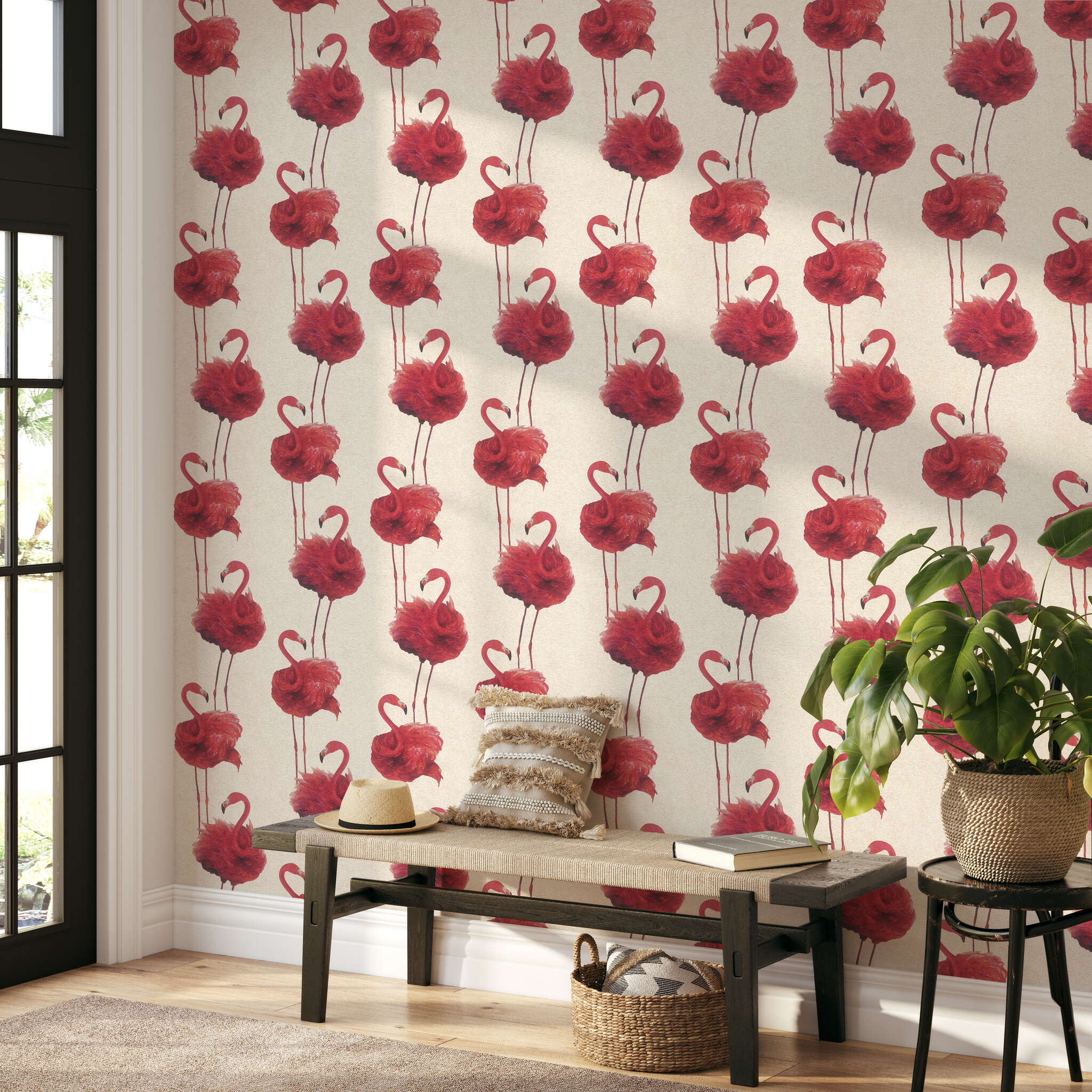 10-370805 Raumsituationen 3 Papier peint adhésif Flamazing 370805 - Grands flamants roses