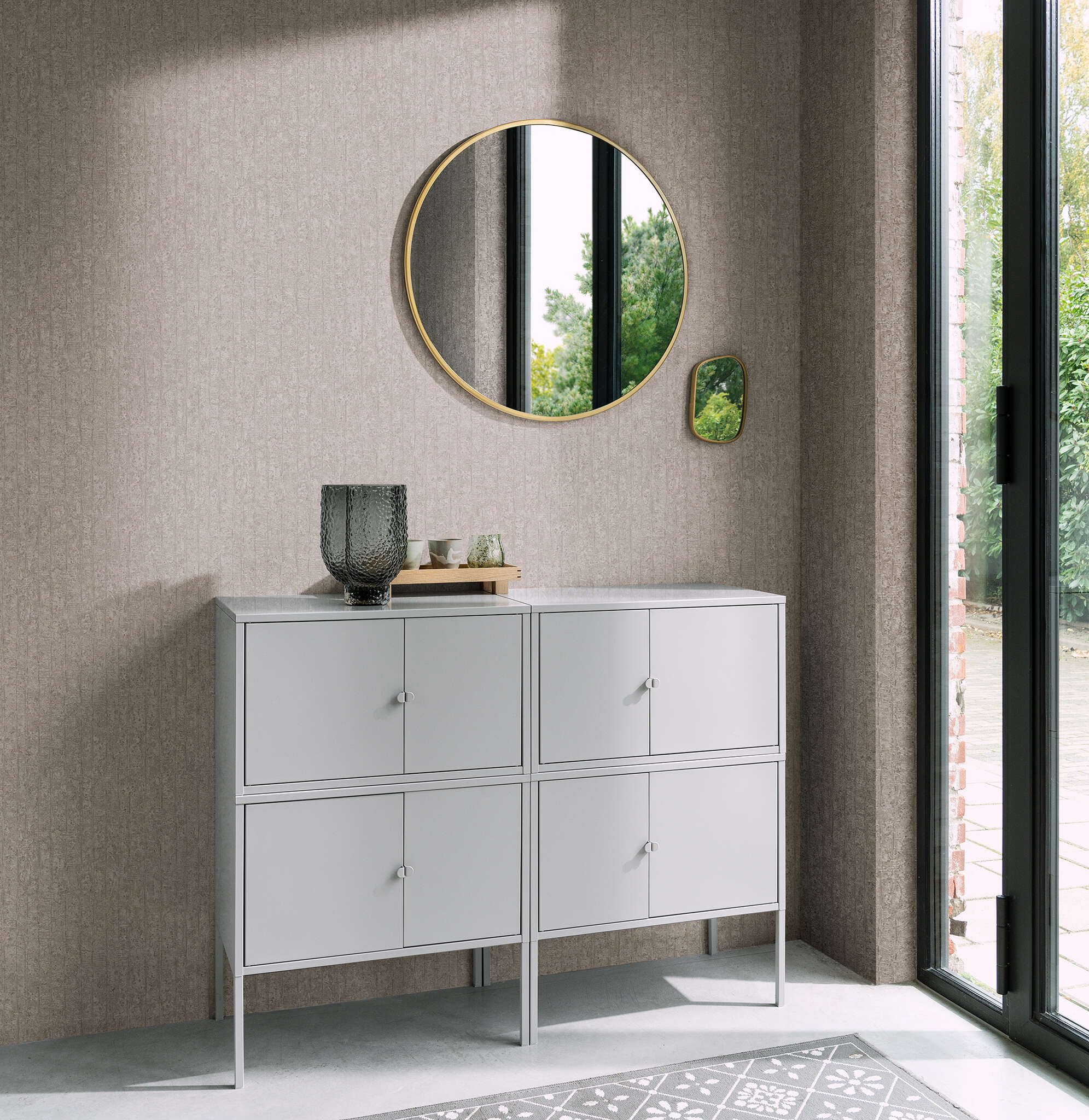 10-499230 Raumbilder 1 Room with Wallpaper with concrete look