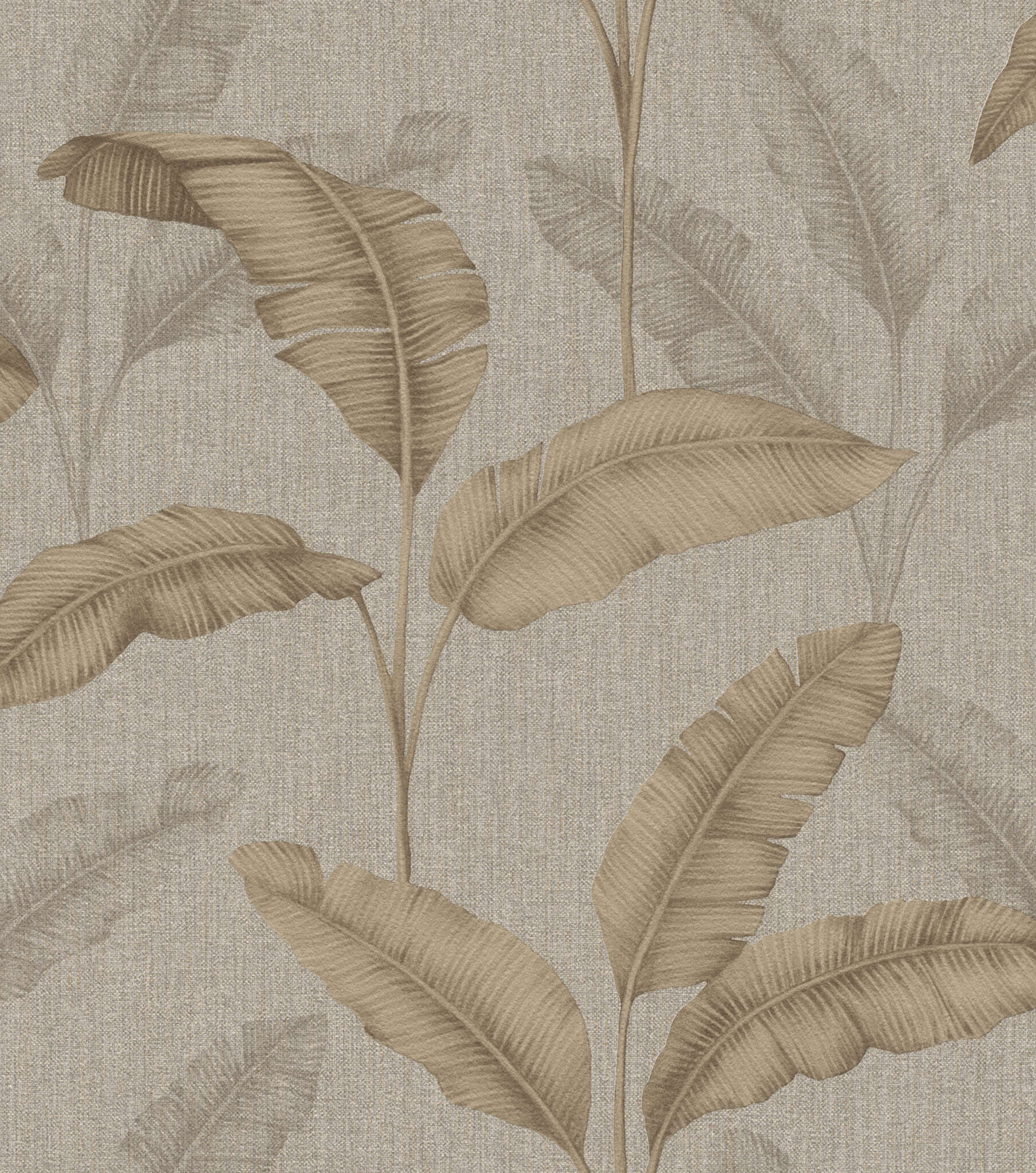 10-200324 Artikelscan 1 Wallpaper with large, tropical-inspired leaves on a textured background