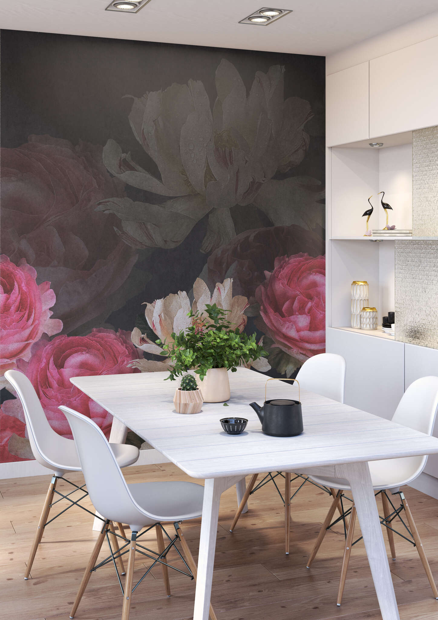 Esszimmer mit 363470 - Wandbild - Taufrische Blüten in Pink & Weiß magicwalls photo wallpaper 363470