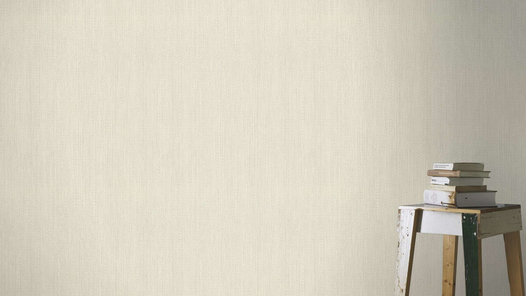 10-435528 Raumsituationen 1 Non-woven wallpaper with a natural fibre look in white - Noble Zen Golden Wabi 435528