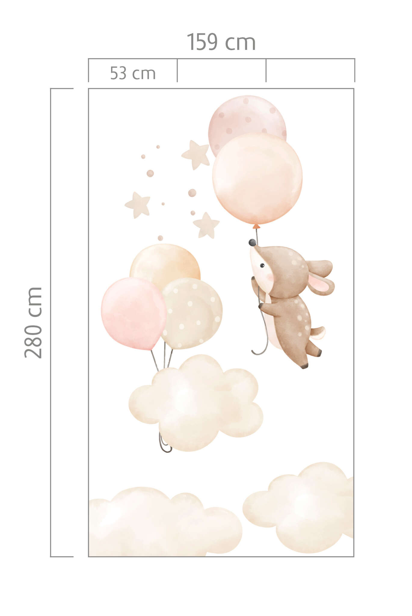 10-367959 Bildauschnitt 1 Fototapete Kinderzimmer mit Hasen, Wolken und Ballons in Pink - Kids World II 367959