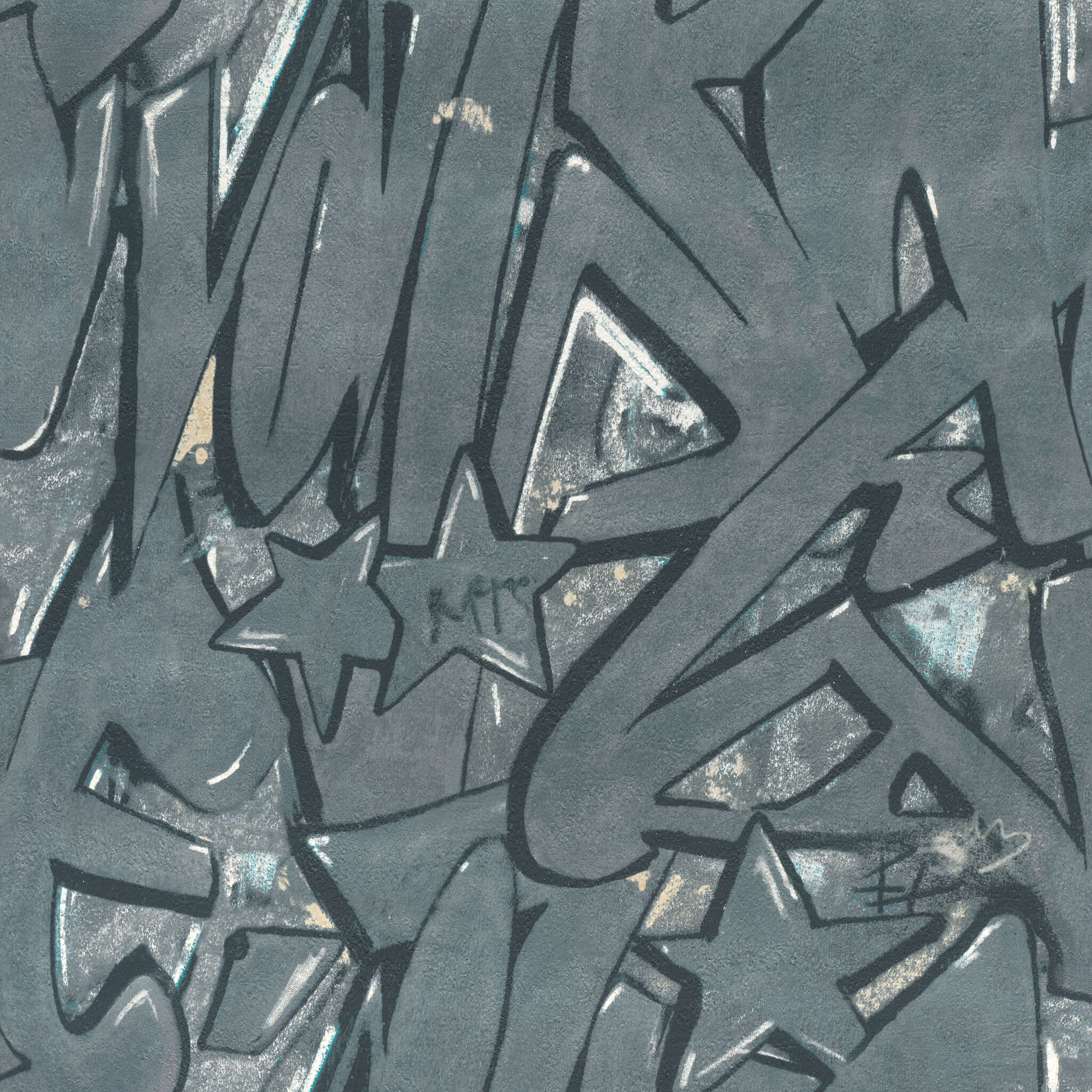 10-202021 Artikelscan 1 Wallpaper with a dark graffiti pattern in black and grey with an urban street art aesthetic