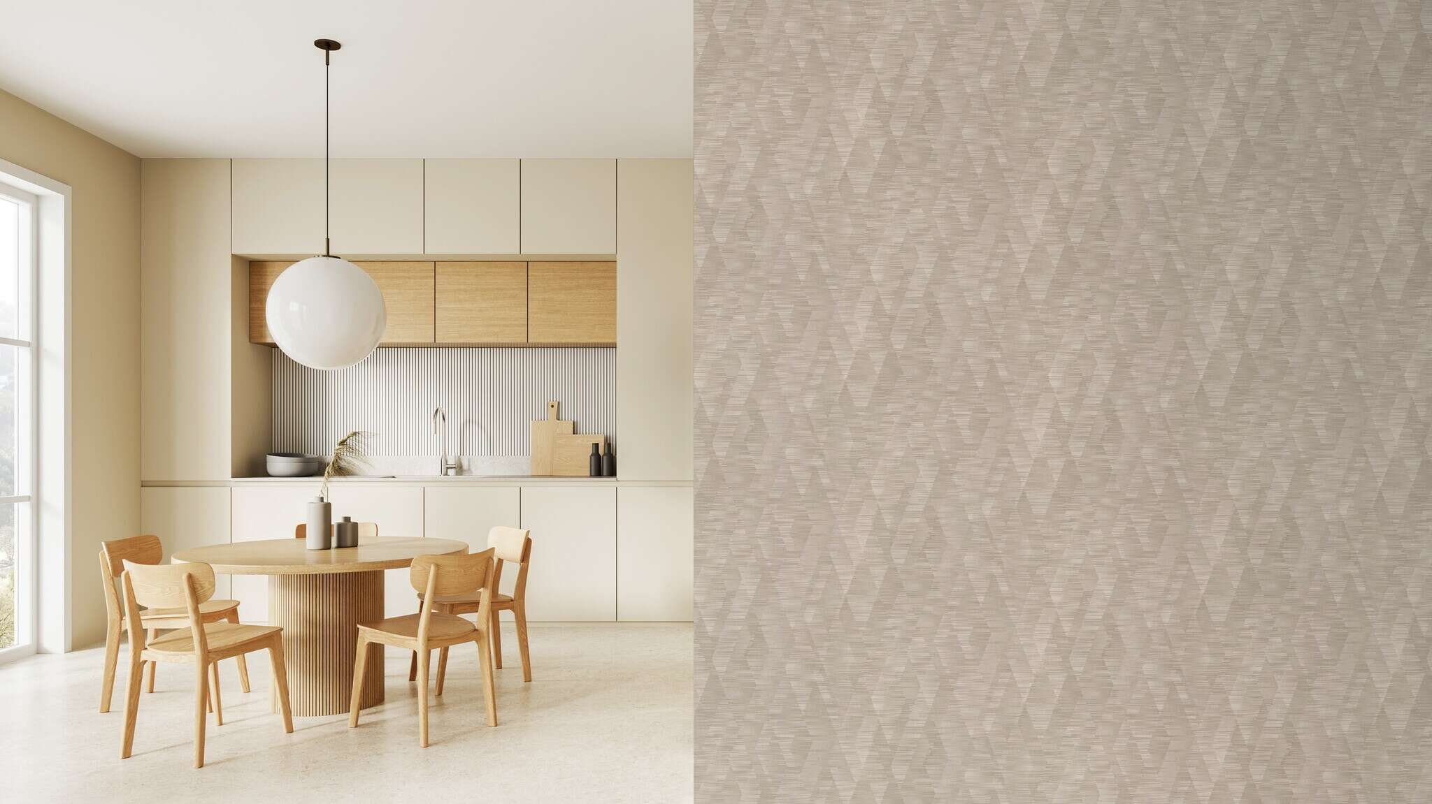 10-417234 Raumsituationen 2 Non-woven wallpaper in brown-taupe Liverna 417234