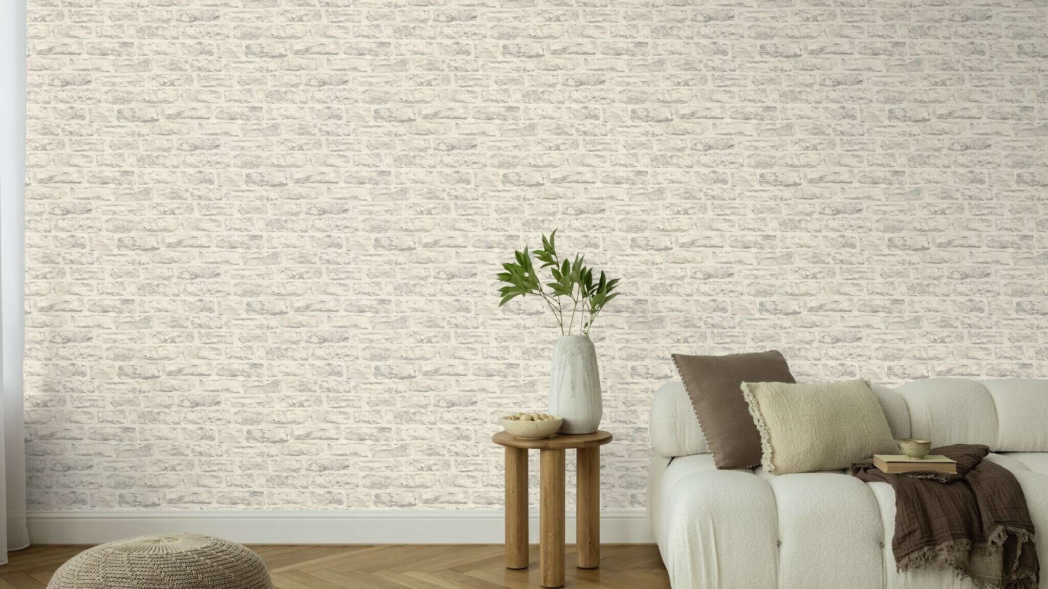 10-498318 Raumsituationen 2 Stone-effect wallpaper in white Factory VI Brick 498318