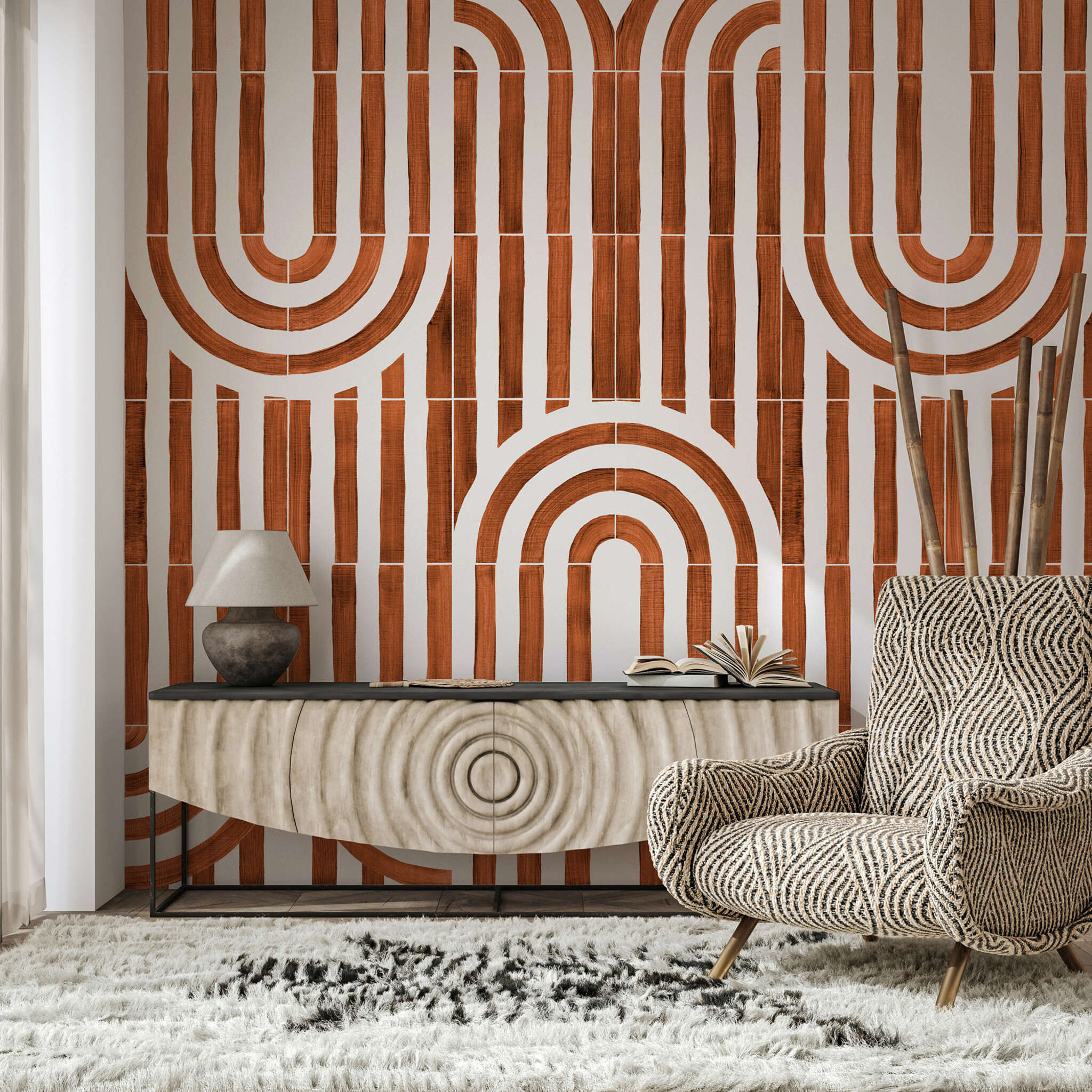 10-300163 Raumsituationen 1 Wall mural Palazzo in Orange | Roomblush - RB465