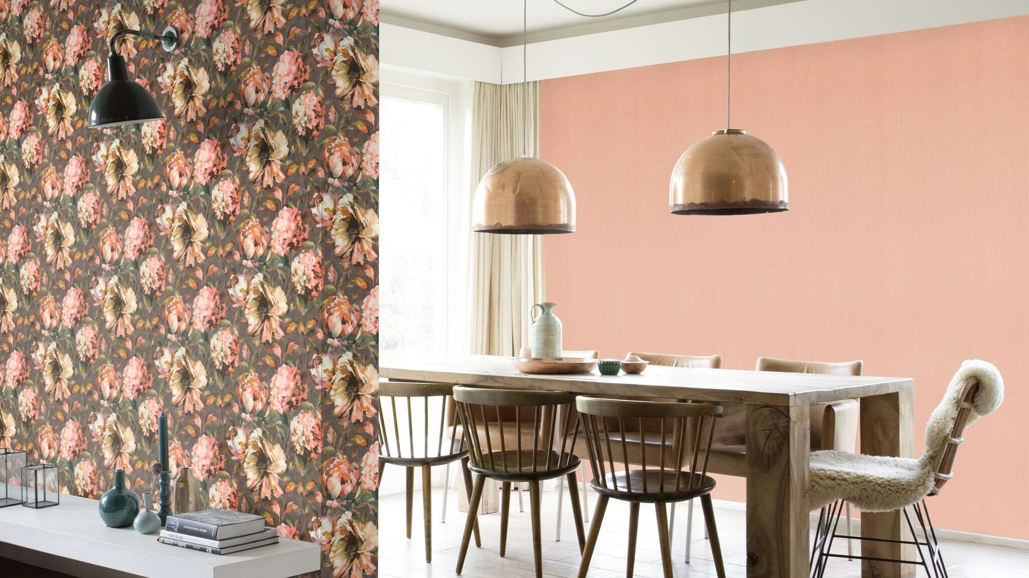 10-484557 Raumsituationen 6 Room with Single-colour wallpaper with a textile texture
