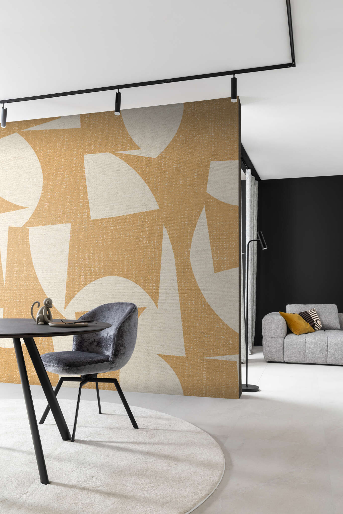 Fototapete mit abstraktem Motiv in Gelb und Beige 366853