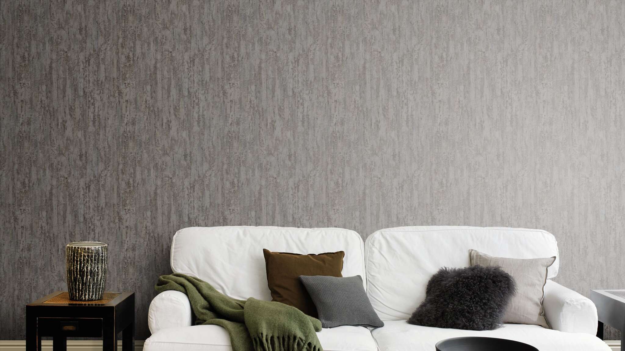 10-554076 Raumsituationen 5 Room with Wallpaper with a grain that looks like tree bark