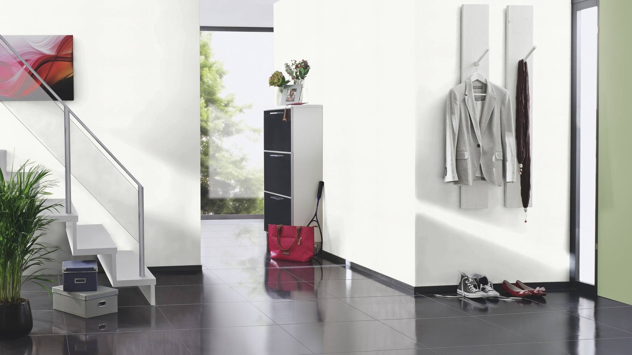 10-140217 Raumsituationen 5 Room with White, paintable waste paper non-woven