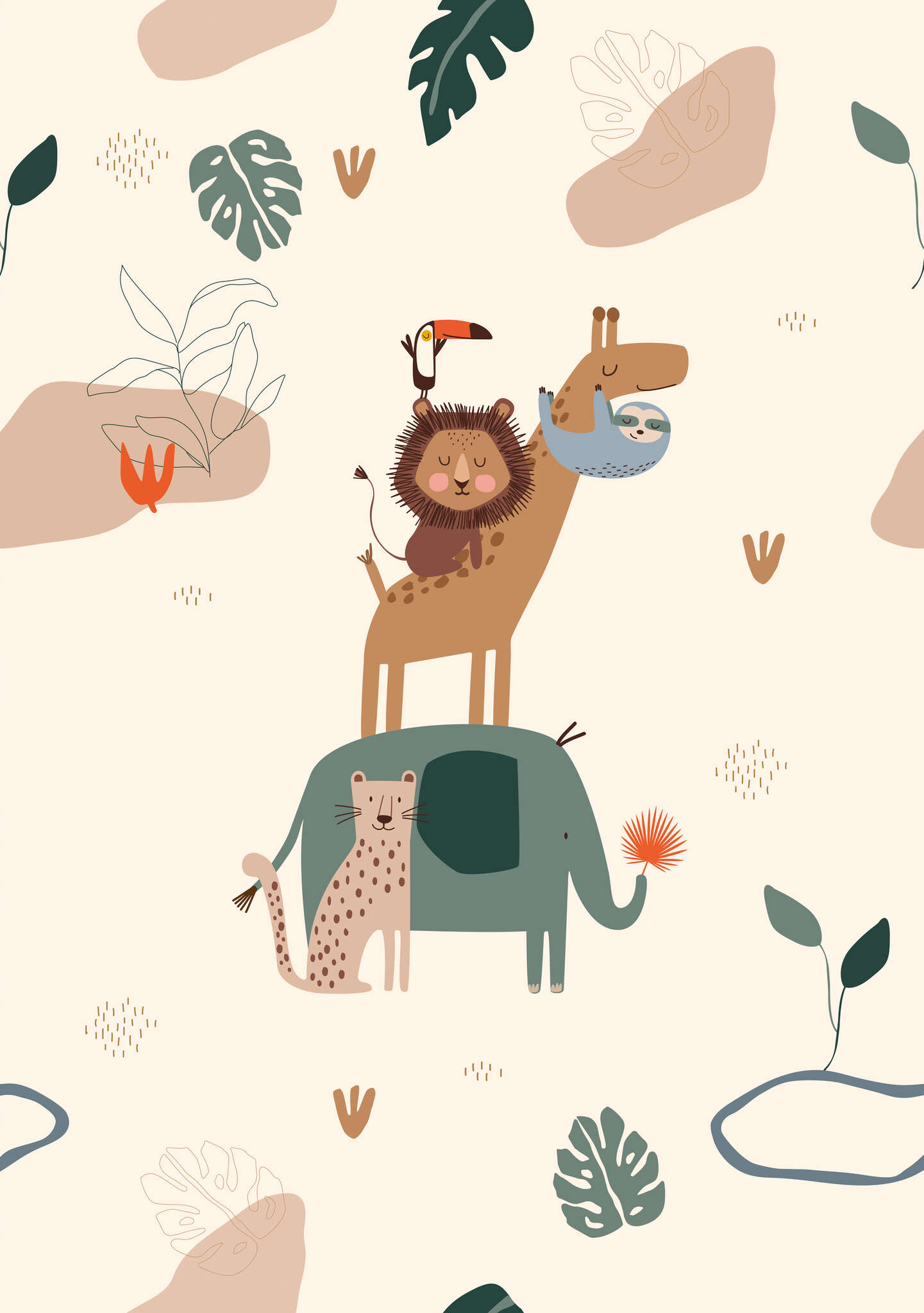 10-300373 Artikelscan 1 Wall mural Safari stack in Green | Roomblush - RB455