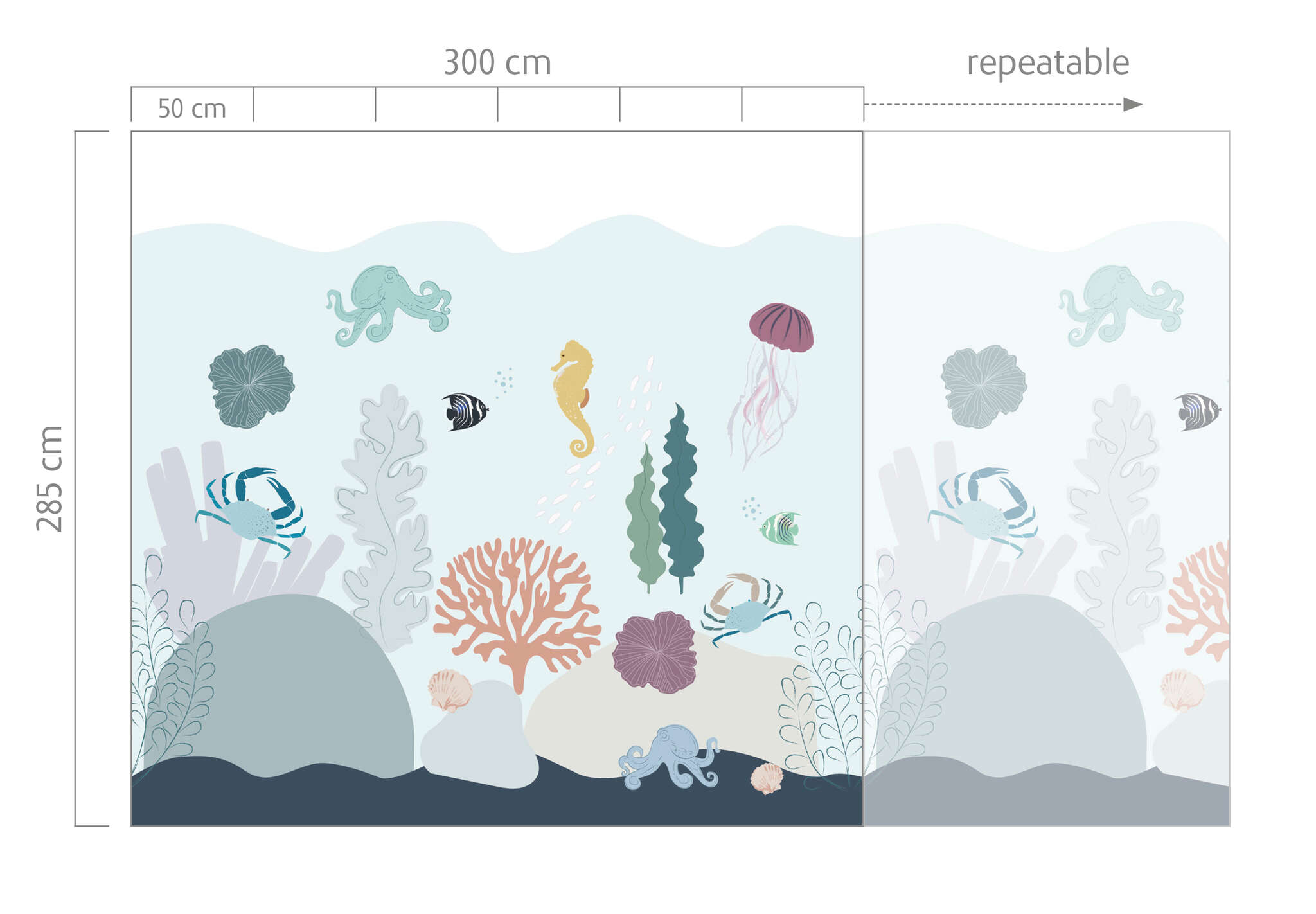 10-300059 Bildauschnitt 1 Wall mural Sealife in Blue | Roomblush - RB354