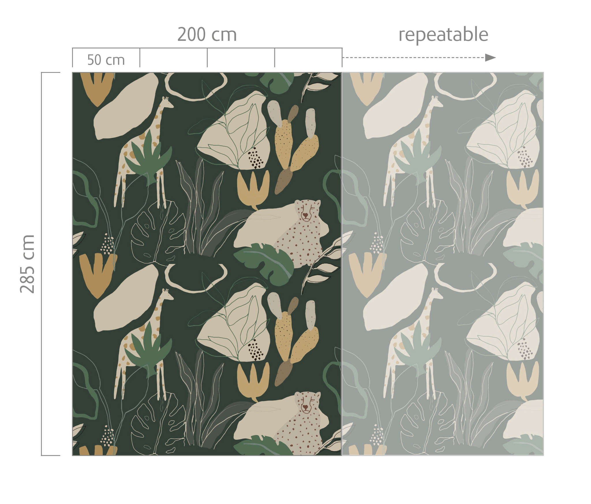 10-300125 Bildauschnitt 1 Wall mural Safari in Green | Roomblush - RB248