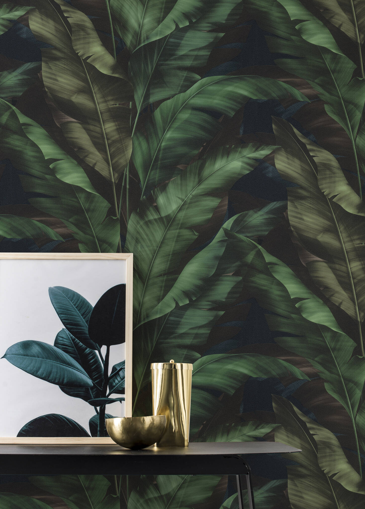 10-370034 Raumsituationen 2 Rio 370034 self-adhesive wallpaper - tropical banana leaves in green