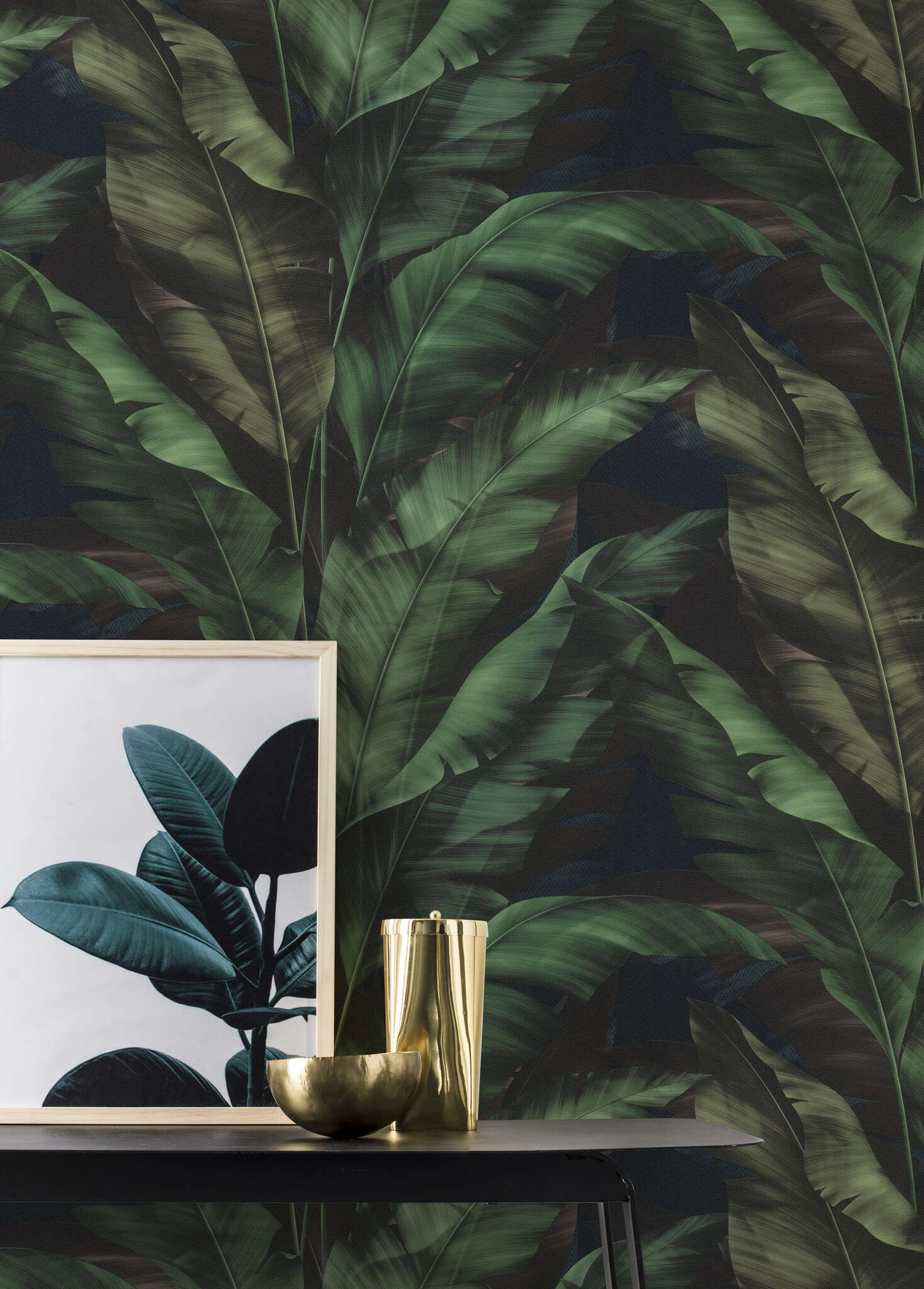 10-370034 Raumsituationen 2 Rio 370034 self-adhesive wallpaper - tropical banana leaves in green