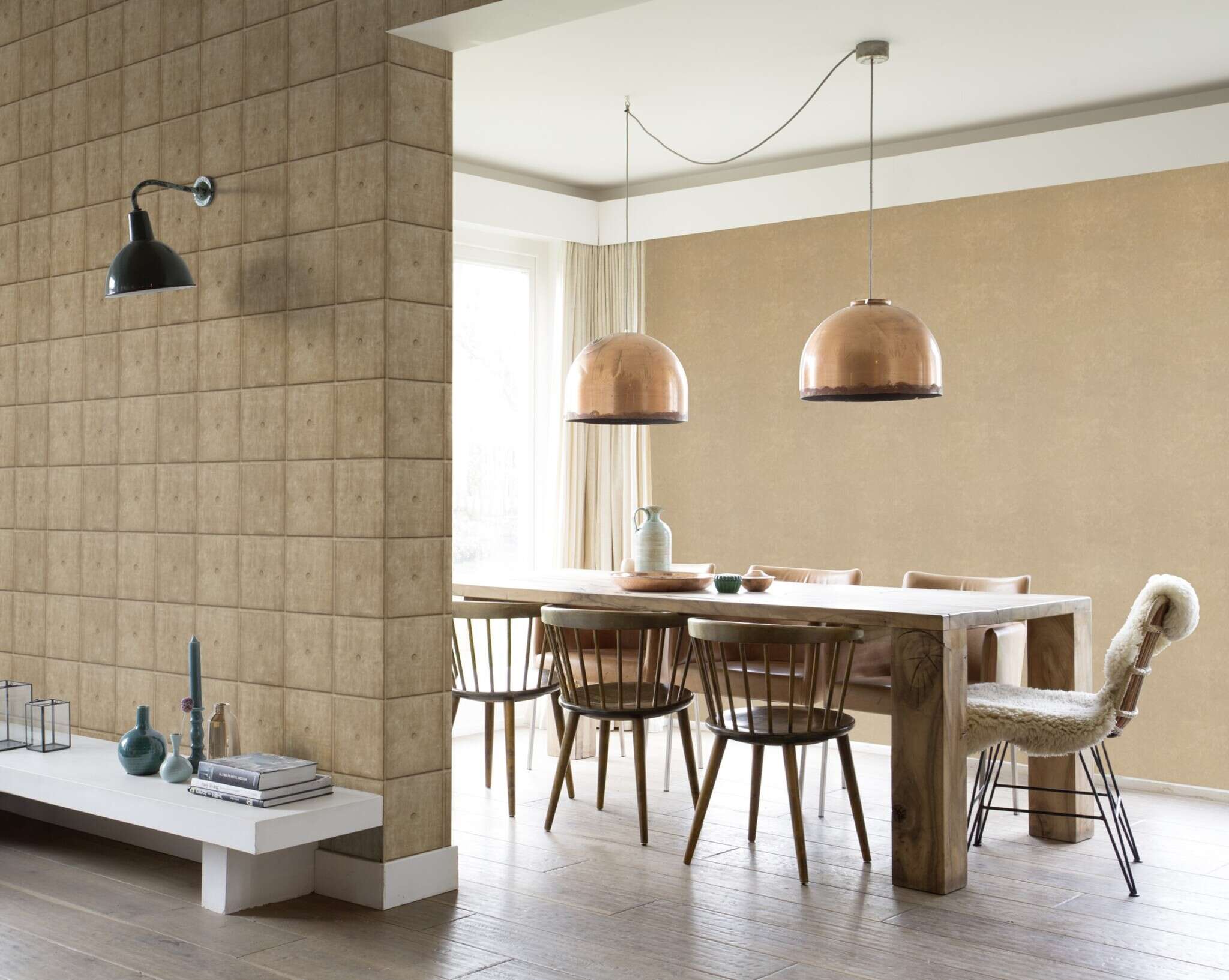 10-315196 Raumsituationen 3 Room with Strong mustard yellow combined with an oxidised metal look – a real eye-catcher with depth.