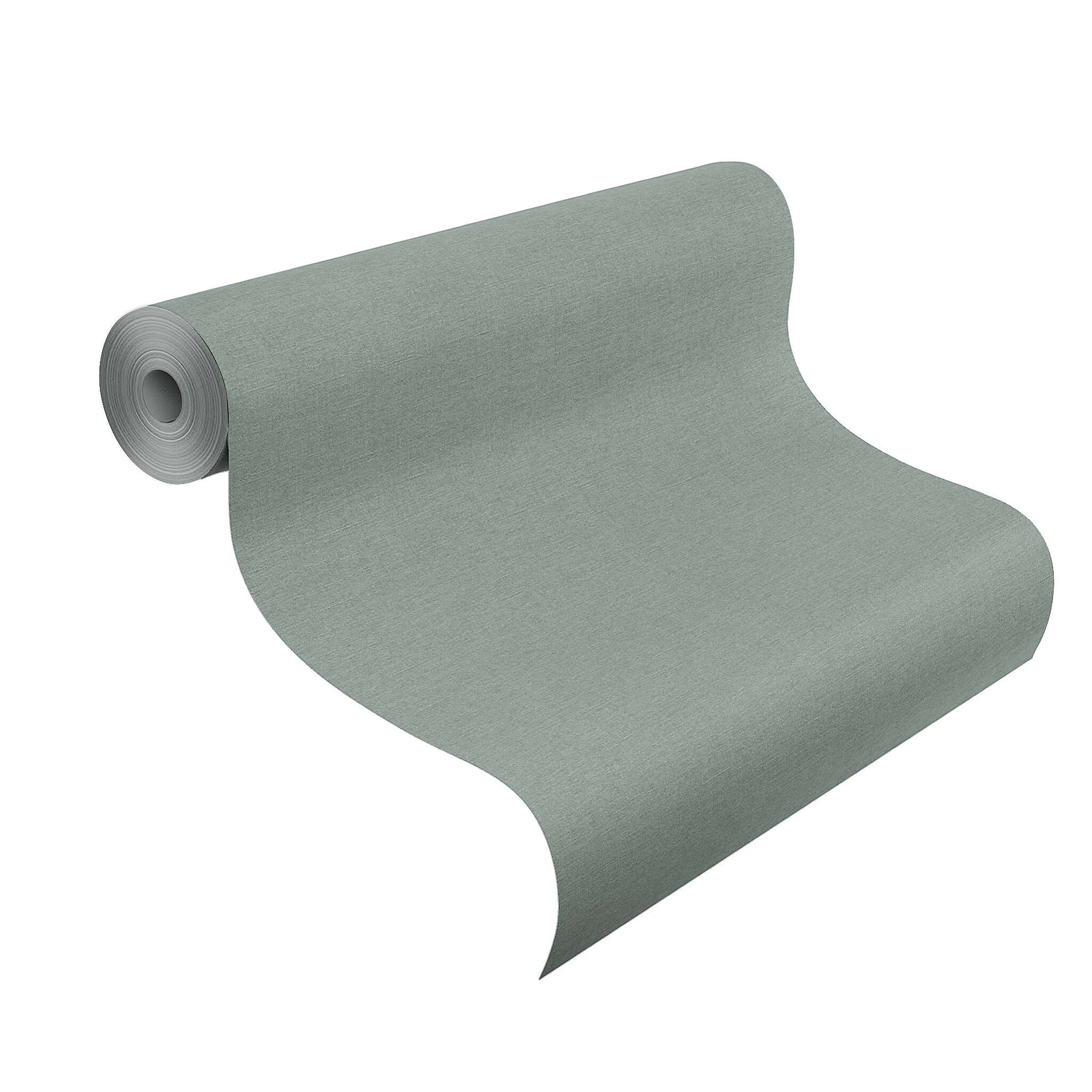 10-449846 Rolle abgerollt 1 Rollenabbildung mit Tapete in hellem Petrol mit fein strukturierter Oberfläche.