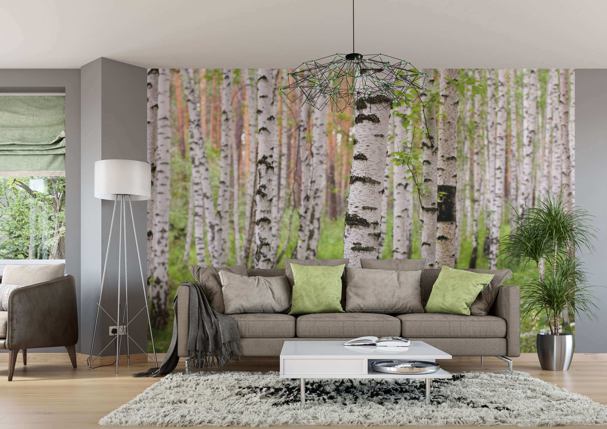 10-848359 Raumbilder 2 Non-woven wallpaper birch forest in green 848359