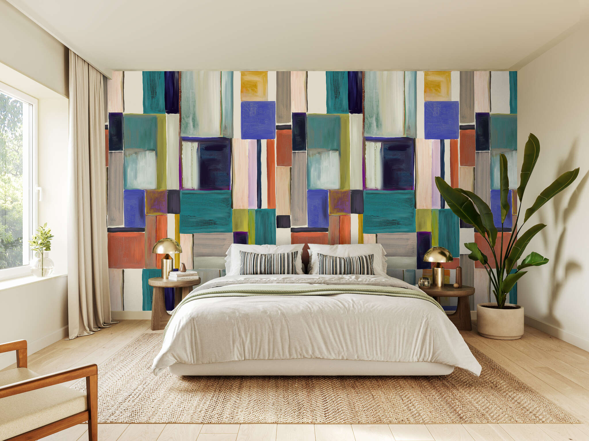 10-300171 Raumsituationen 3 Wall mural Color Blocks in Green | Roomblush - RB474