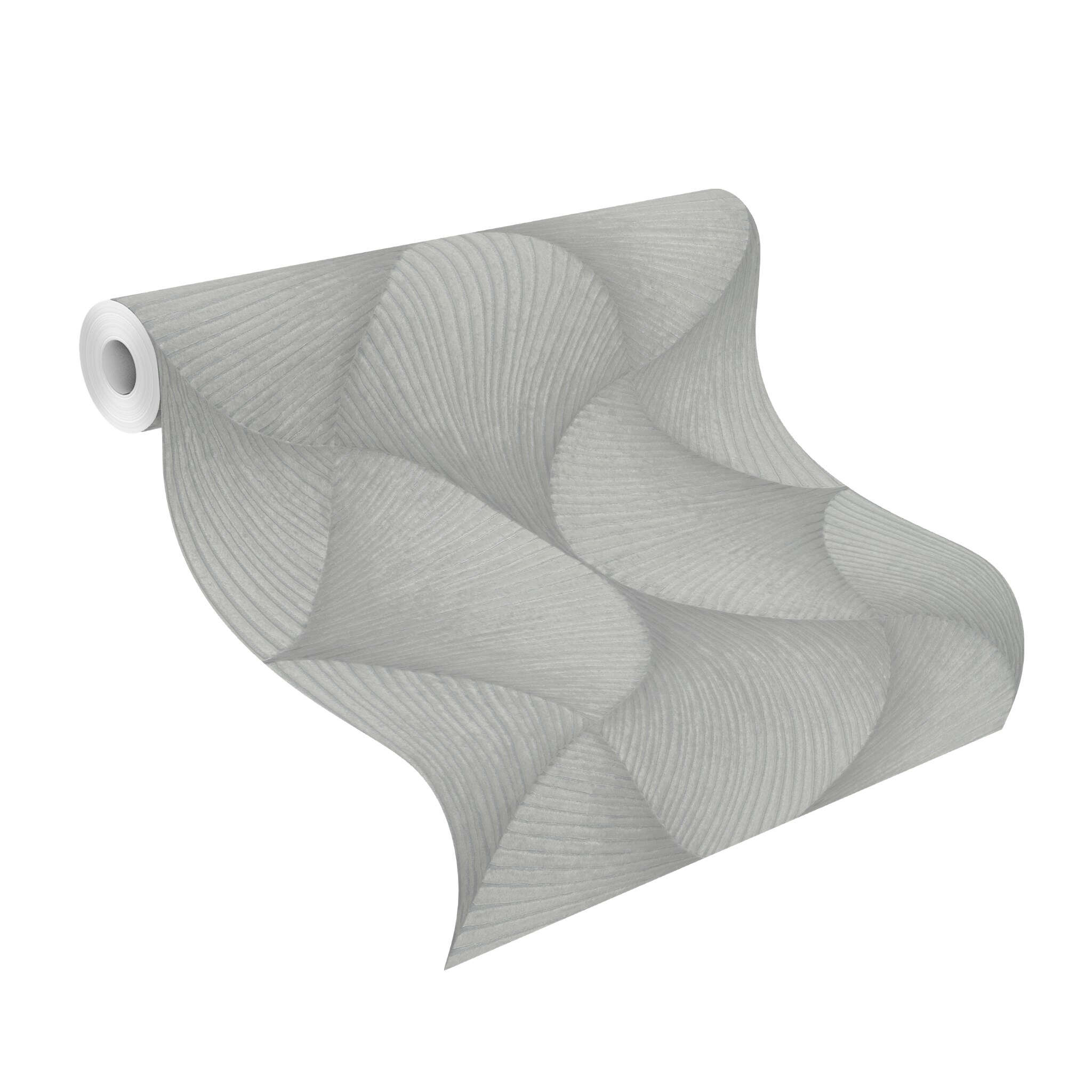 10-608212 Rolle abgerollt 1 Rollenabbildung mit Grafische Tapete mit Muscheln und Rillenstruktur
