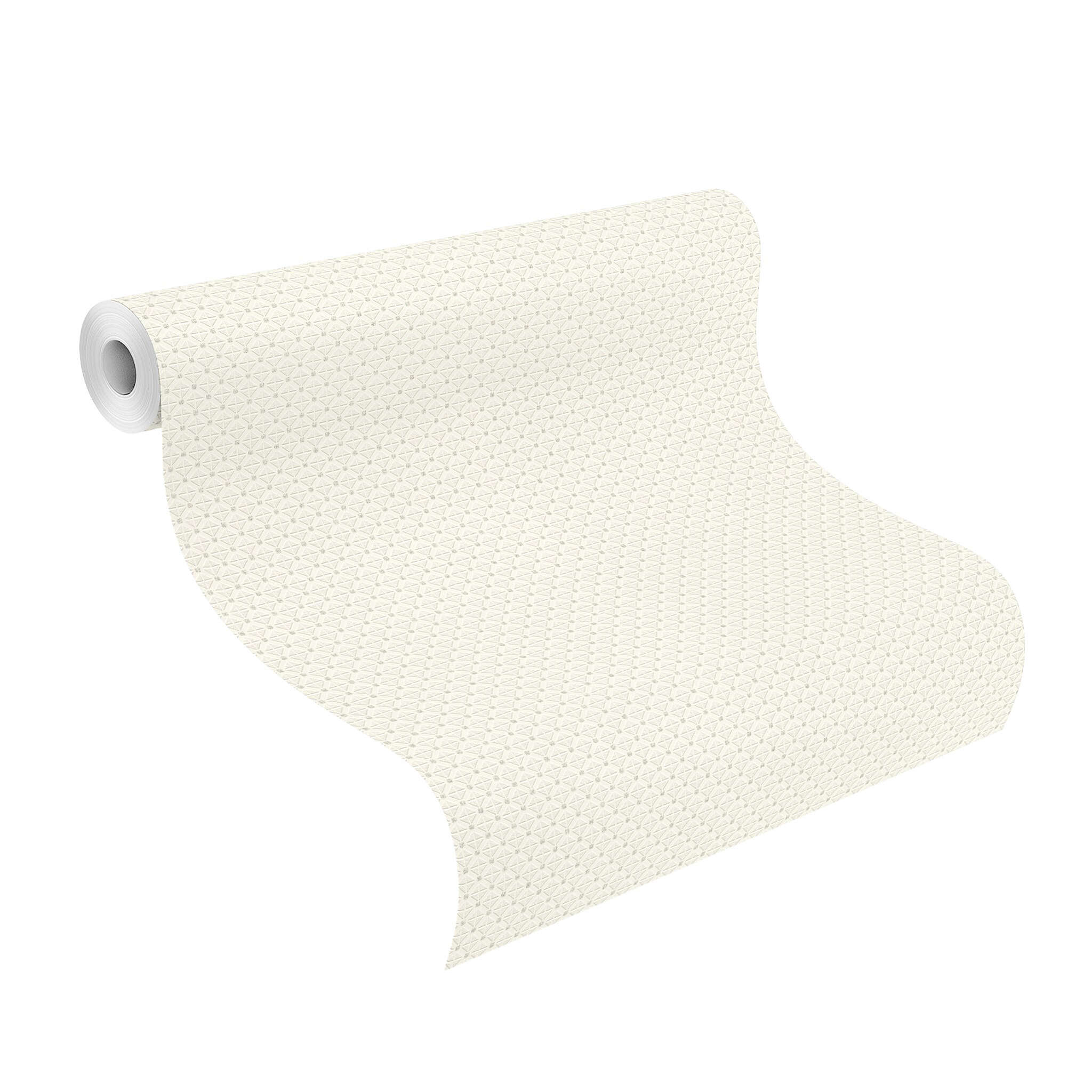 10-506761 Rolle abgerollt 1 Unrolled wallpaper roll with Wallpaper with geometric squares