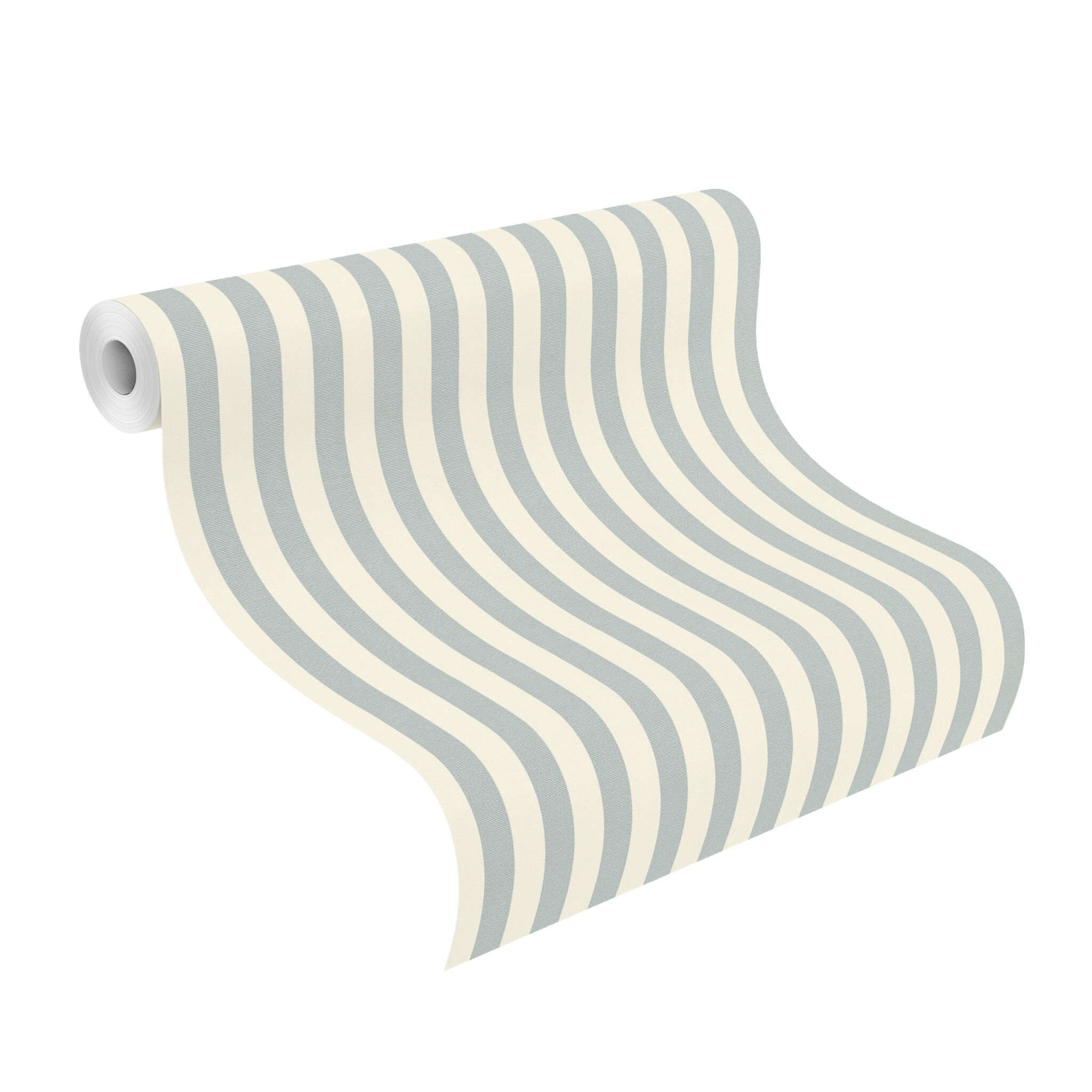 10-570328 Rolle abgerollt 1 Unrolled wallpaper roll with Striped wallpaper with a fabric-like texture