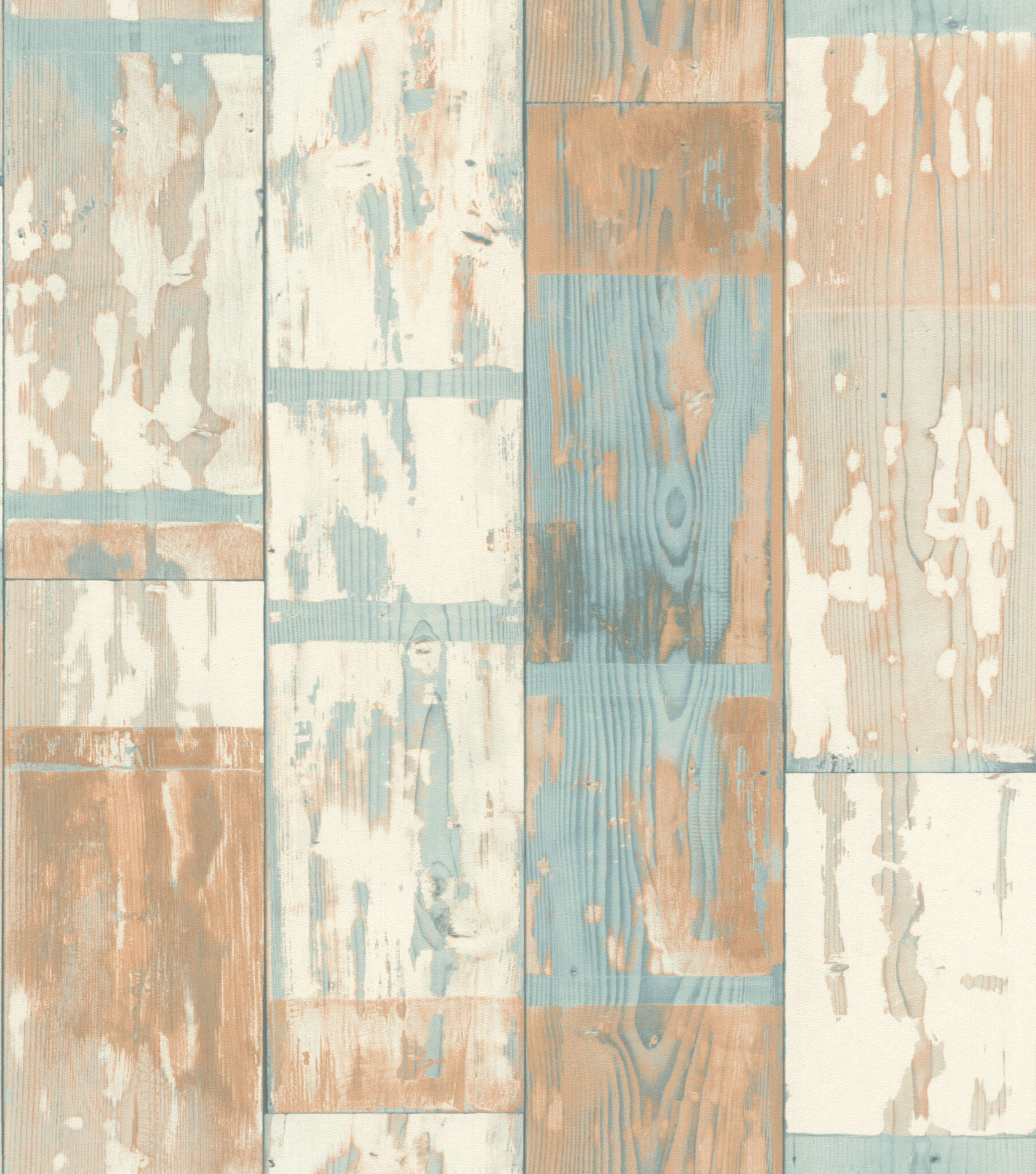 10-416428 Artikelscan 1 Vliestapete Holzoptik in Orange und Blau 416428