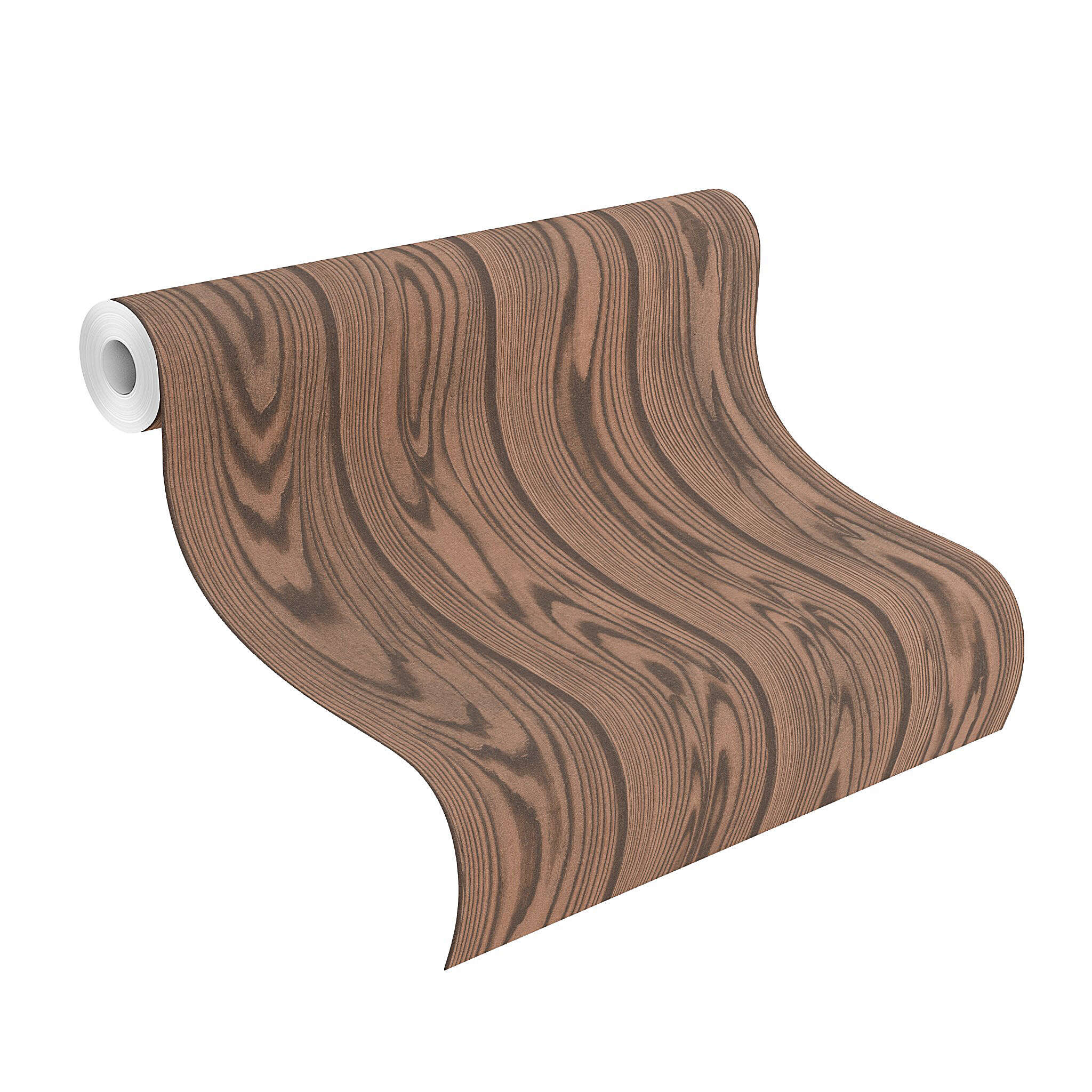 10-499537 Rolle abgerollt 1 Rouleau de déroulé avec Papier peint avec poutres en bois