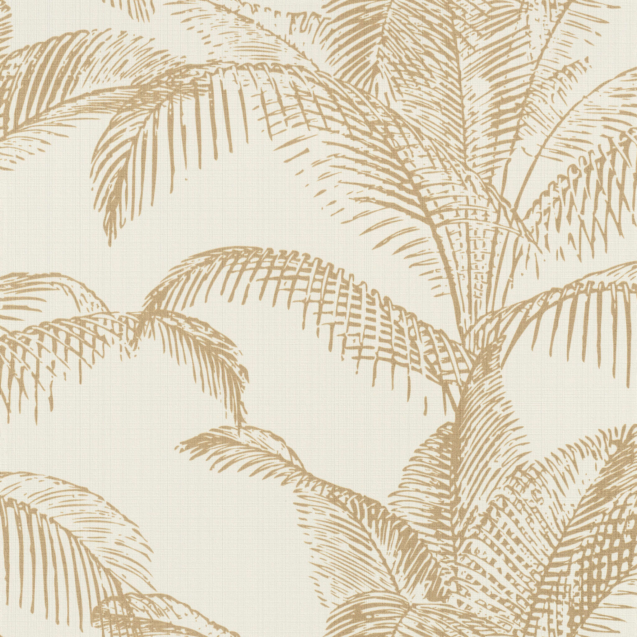 10-406818 Artikelscan 1 Tropical-inspired wallpaper with delicate golden palm trees on a cream background for a natural ambience
