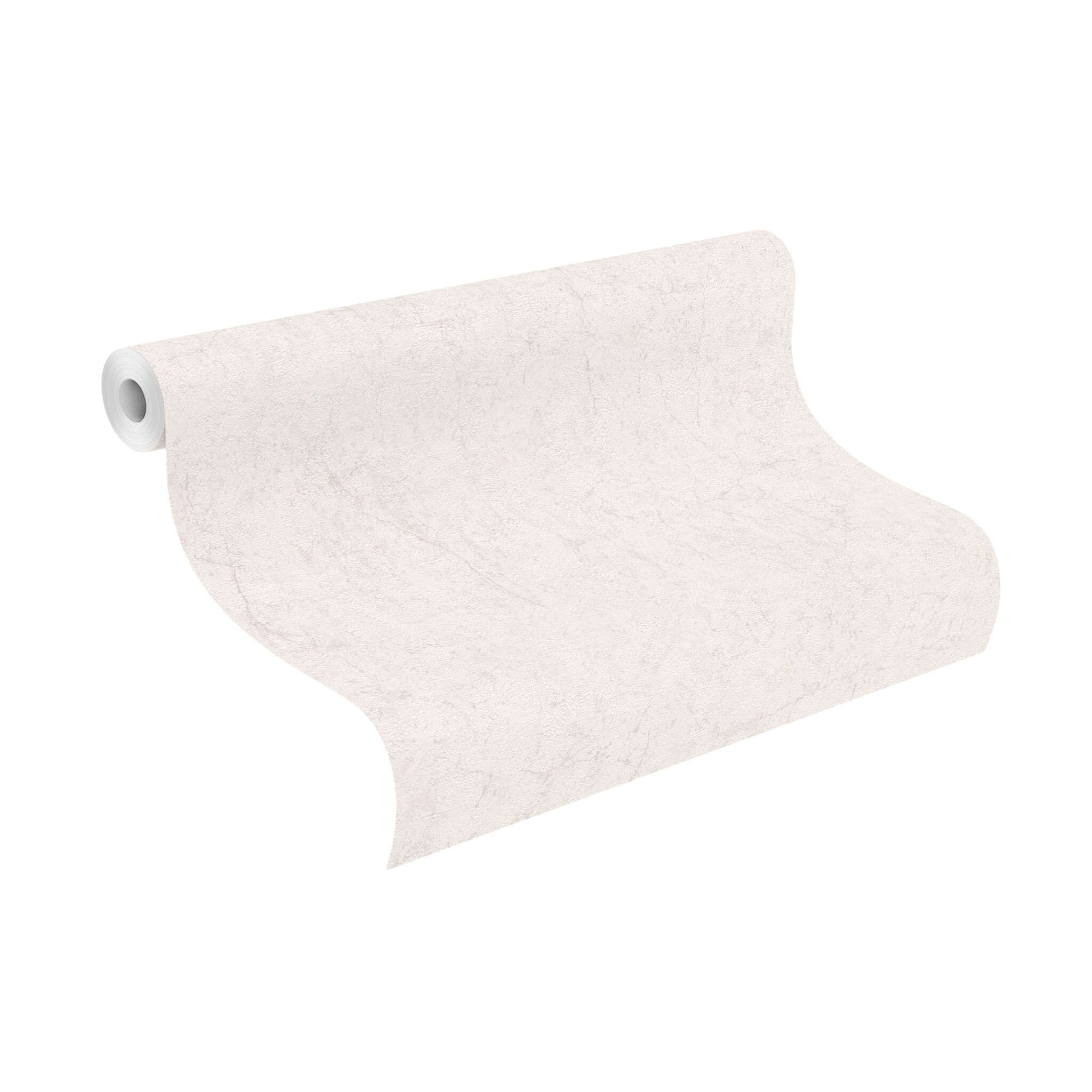 10-285659 Rolle abgerollt 1 Unrolled wallpaper roll with Wallpaper with a subtle texture and fine grain in warm cream white – ideal as a base design