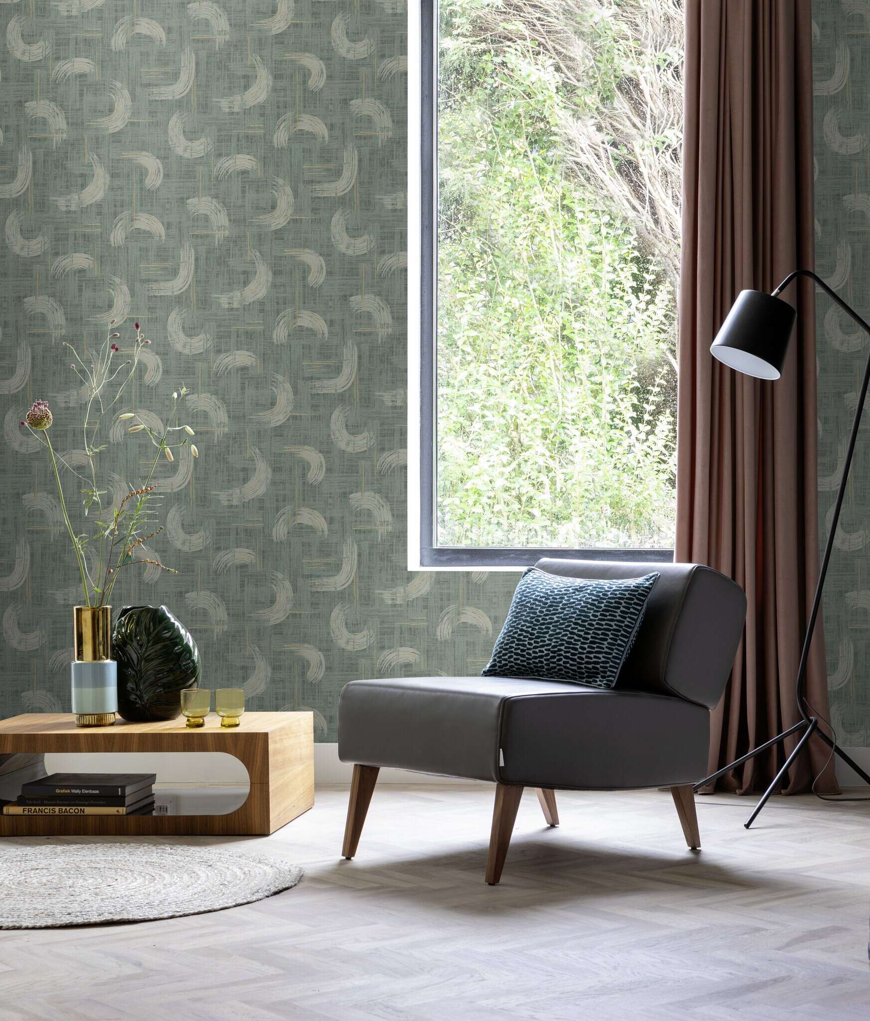 10-429053 Raumsituationen 1 Non-woven wallpaper in green-sand Selection Relief/non-woven 429053