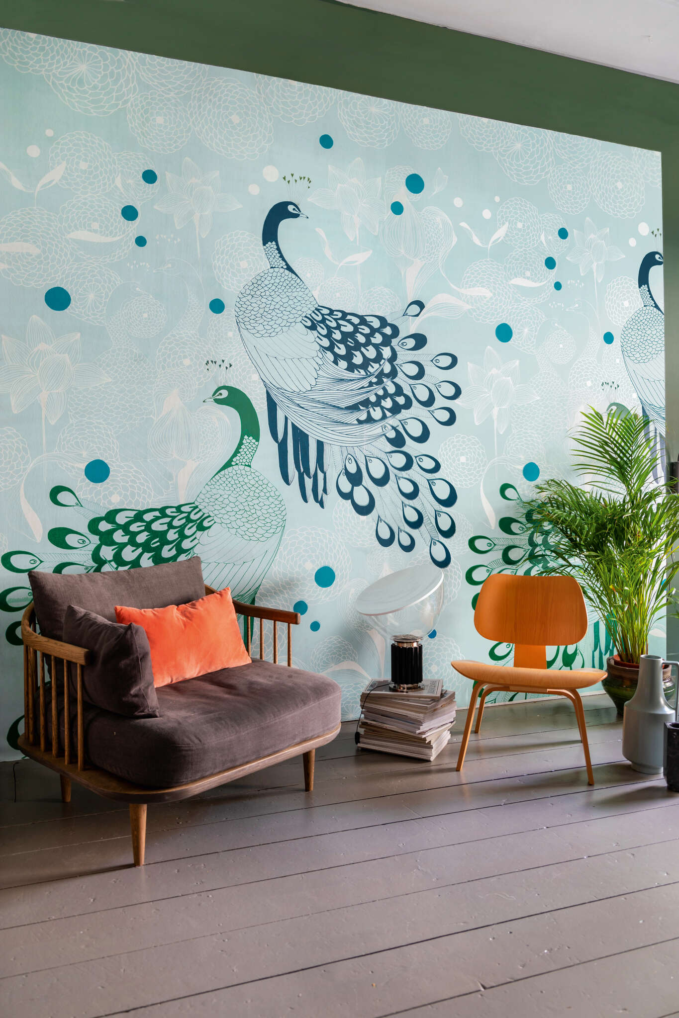 10-539158 Raumbilder 1 Club botanique peacock wallpaper in blue-green 539158