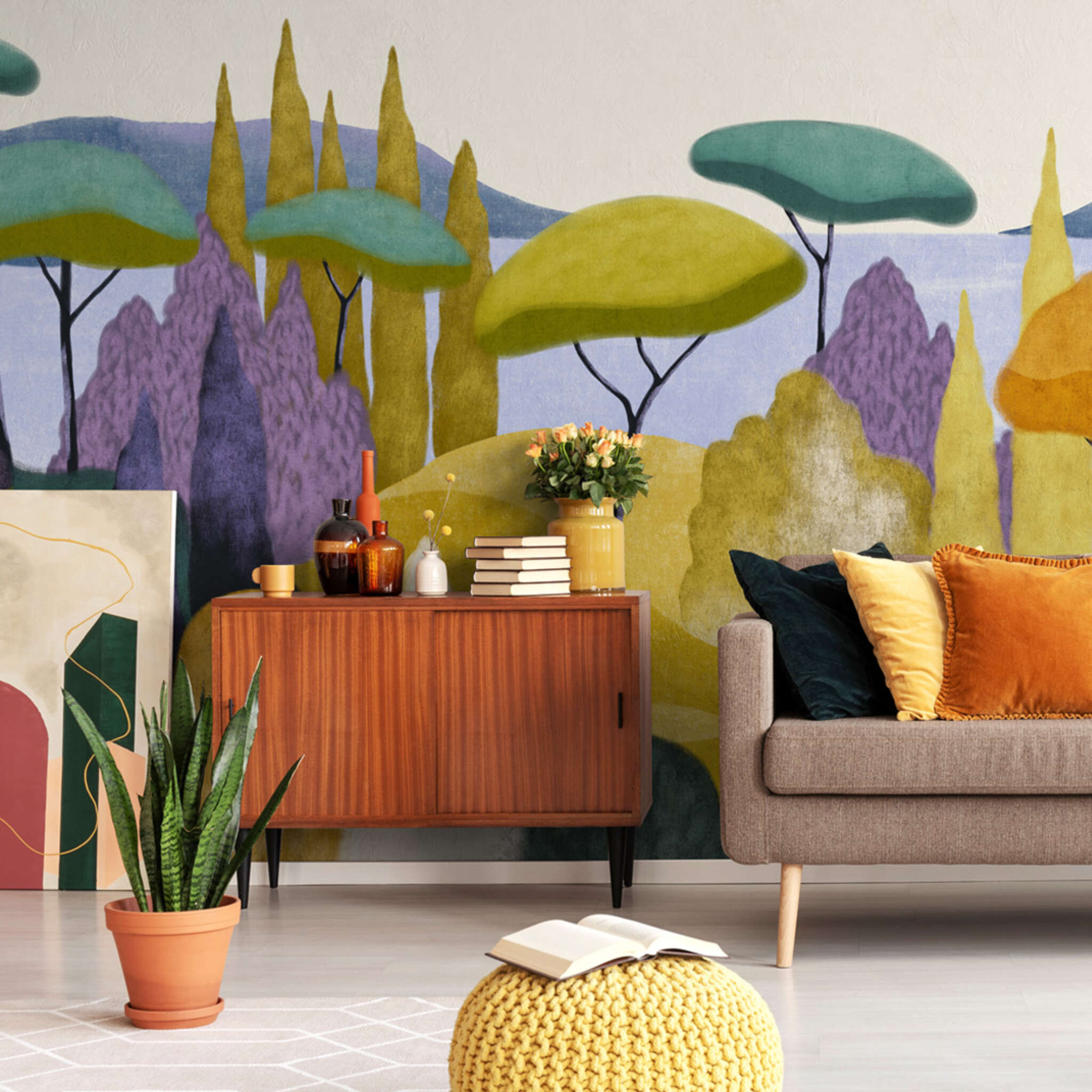 10-300007 Raumsituationen 1 Wall mural Lago di Como in Purple | Roomblush - RB458
