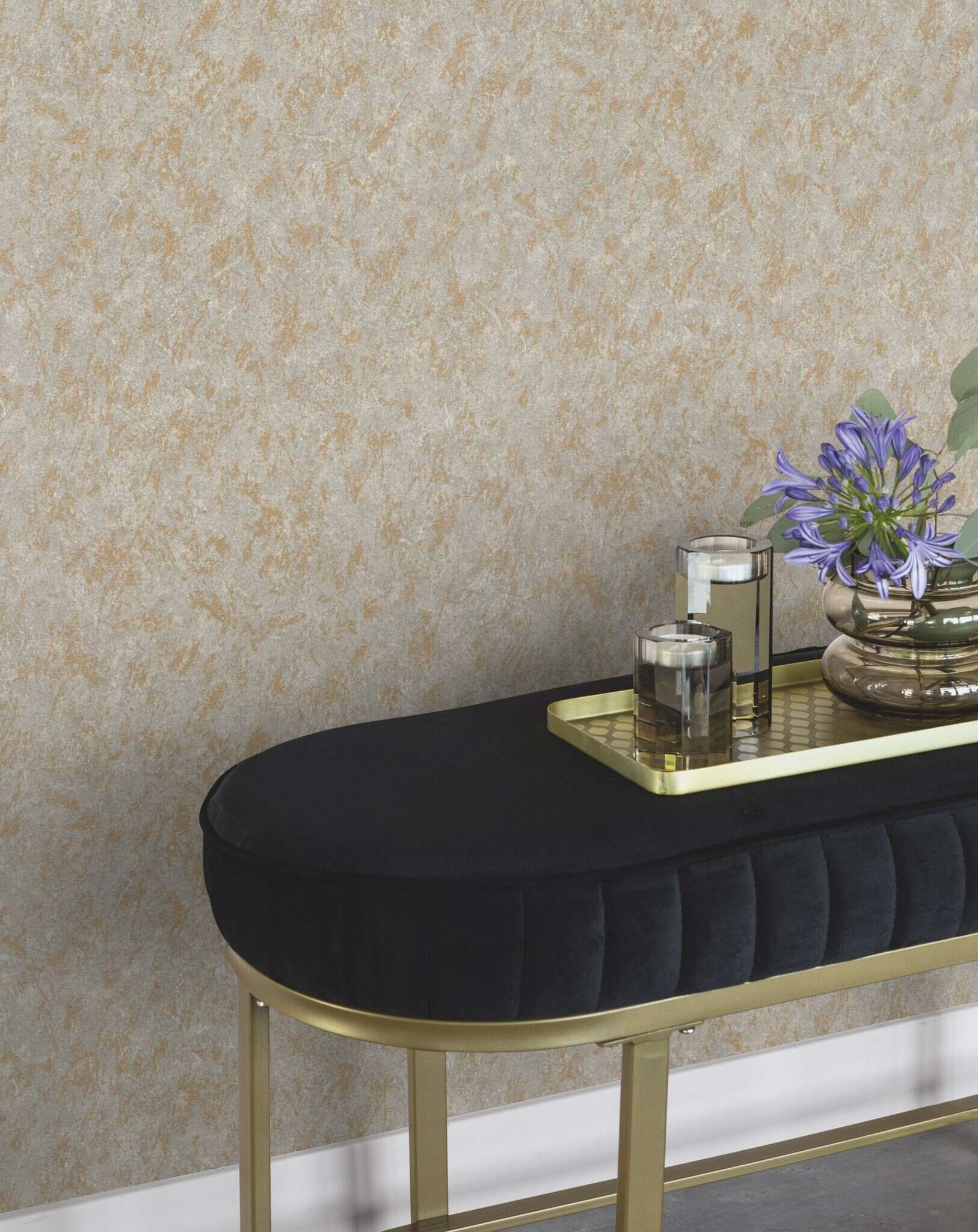 10-509144 Raumsituationen 2 Room with Single-colour wallpaper in a plaster look