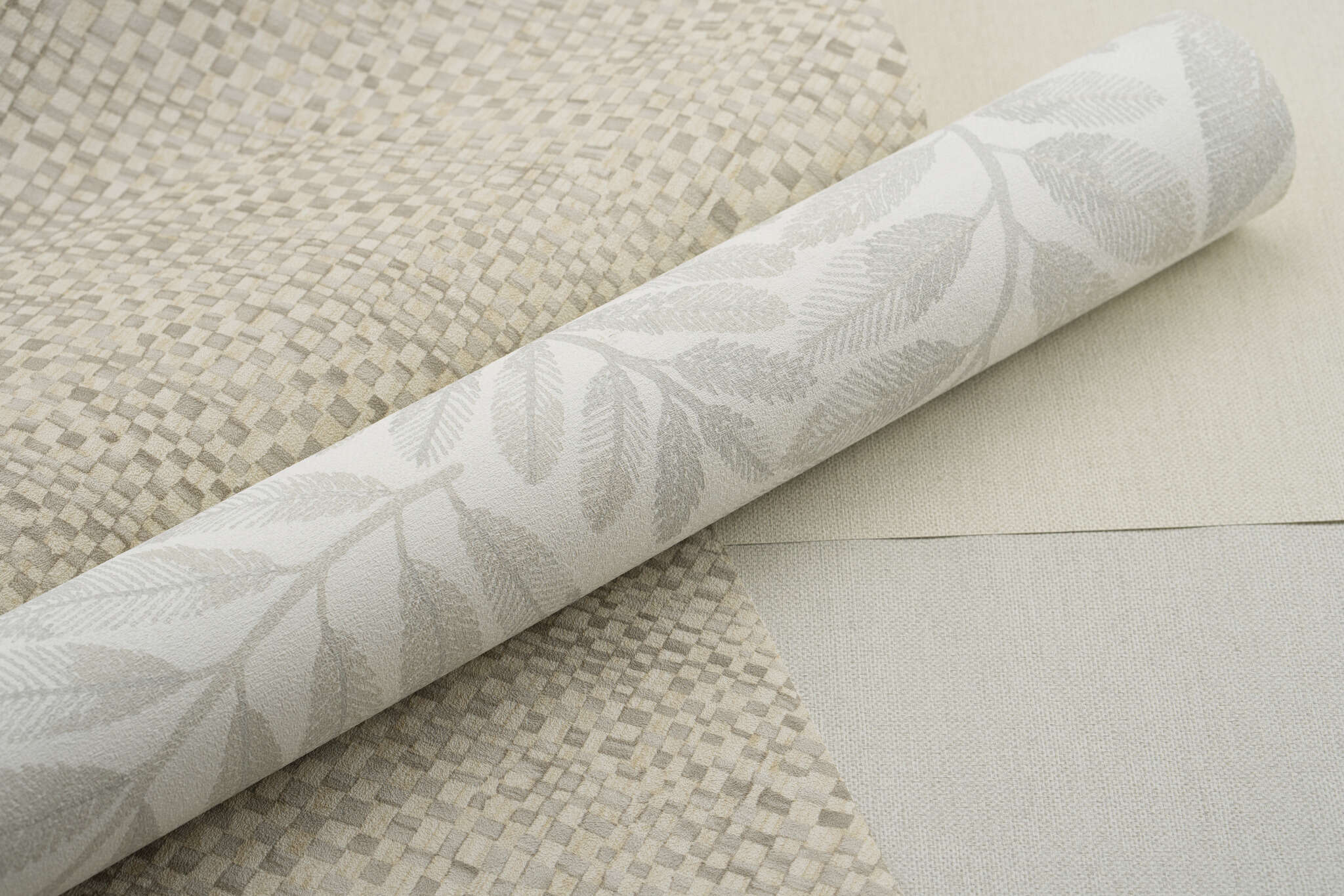 10-709735 Detailaufnahmen 2 Non-woven wallpaper in gray-light cream Farmhouse 709735