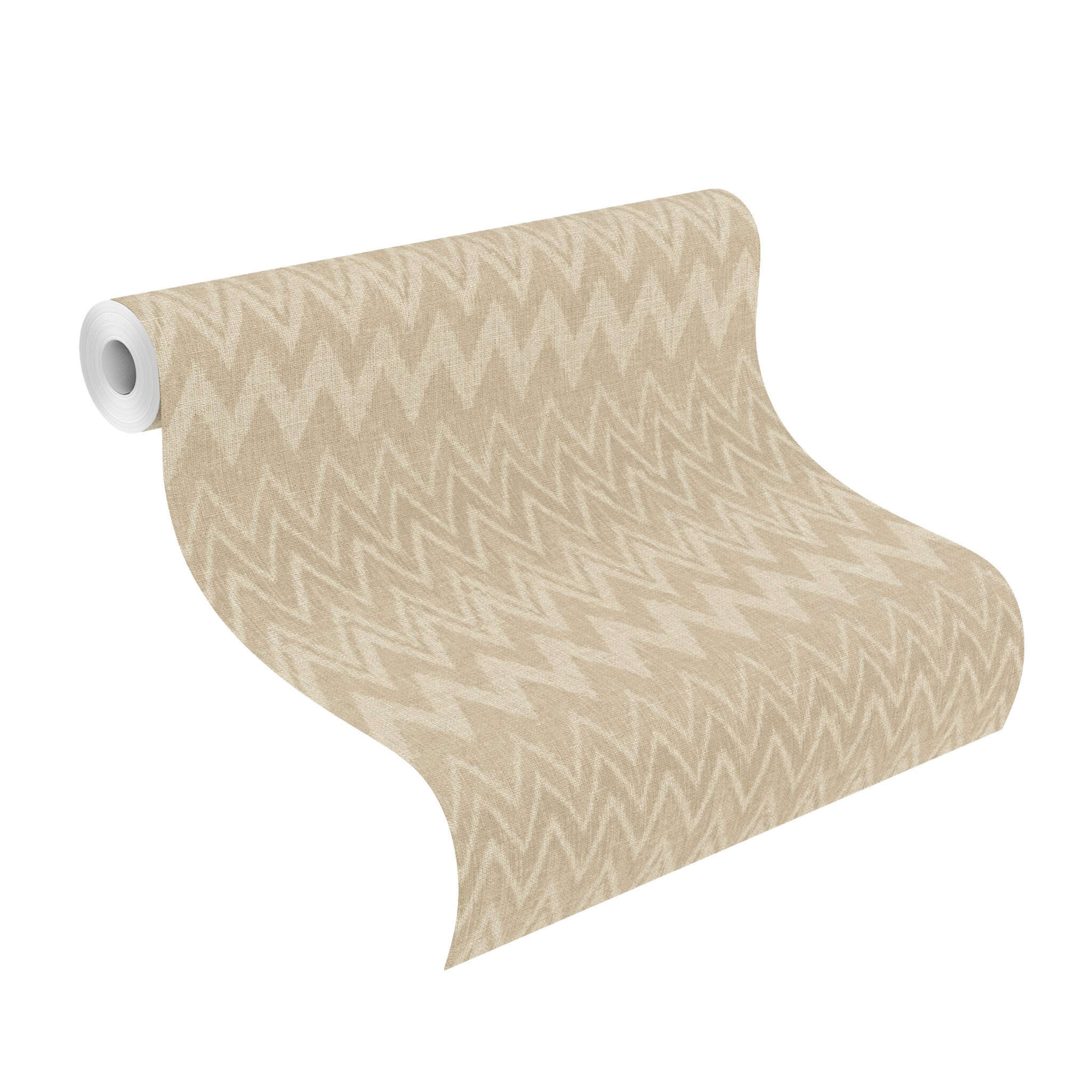 10-613650 Rolle abgerollt 1 Vliestapete ZickZack in Beige - Atelier Tissé Riva 613650