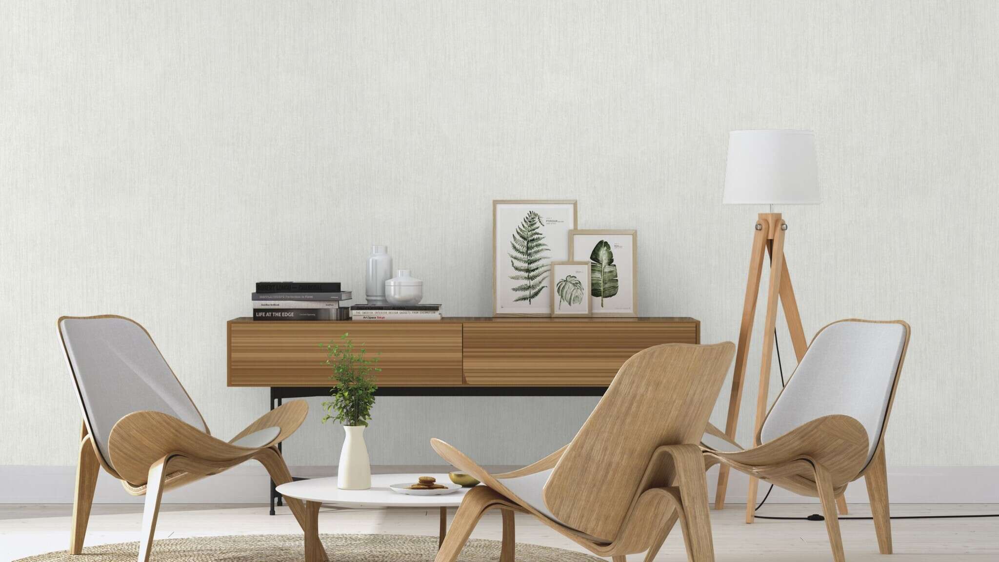 10-102307 Raumsituationen 2 Non-woven wallpaper in white-pure white Selection Wallton 102307